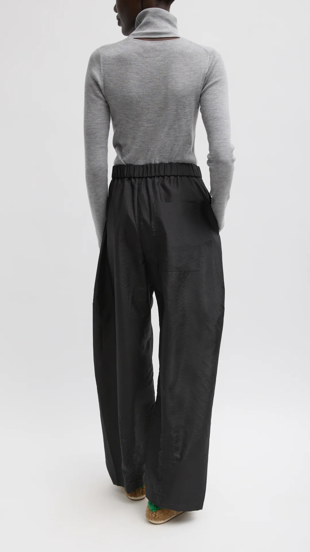 Tibi Crispy Nylon Winslow Pant in Black