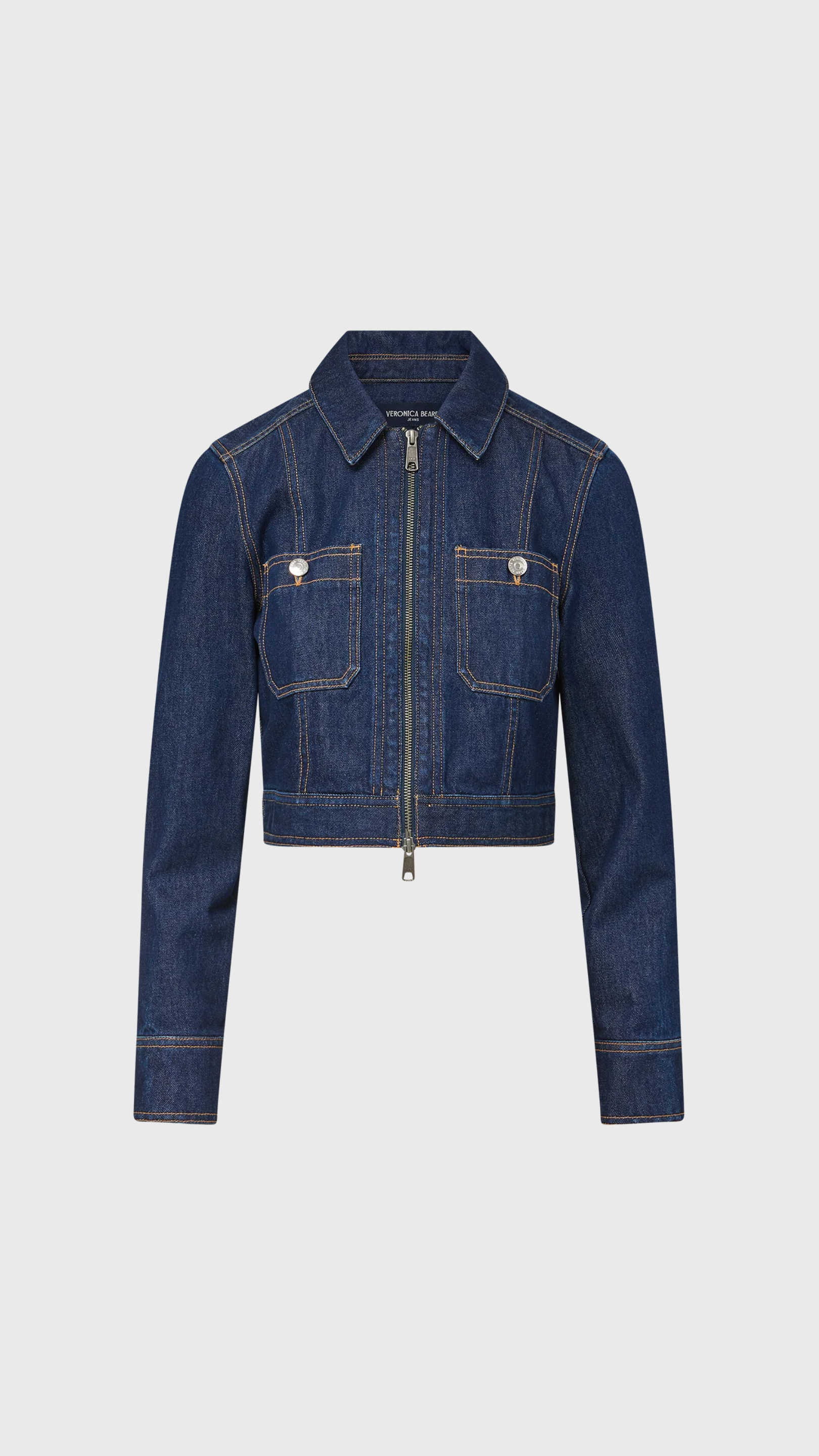 Veronica Beard Patty Cropped Denim Jacket in Indigo Rinse