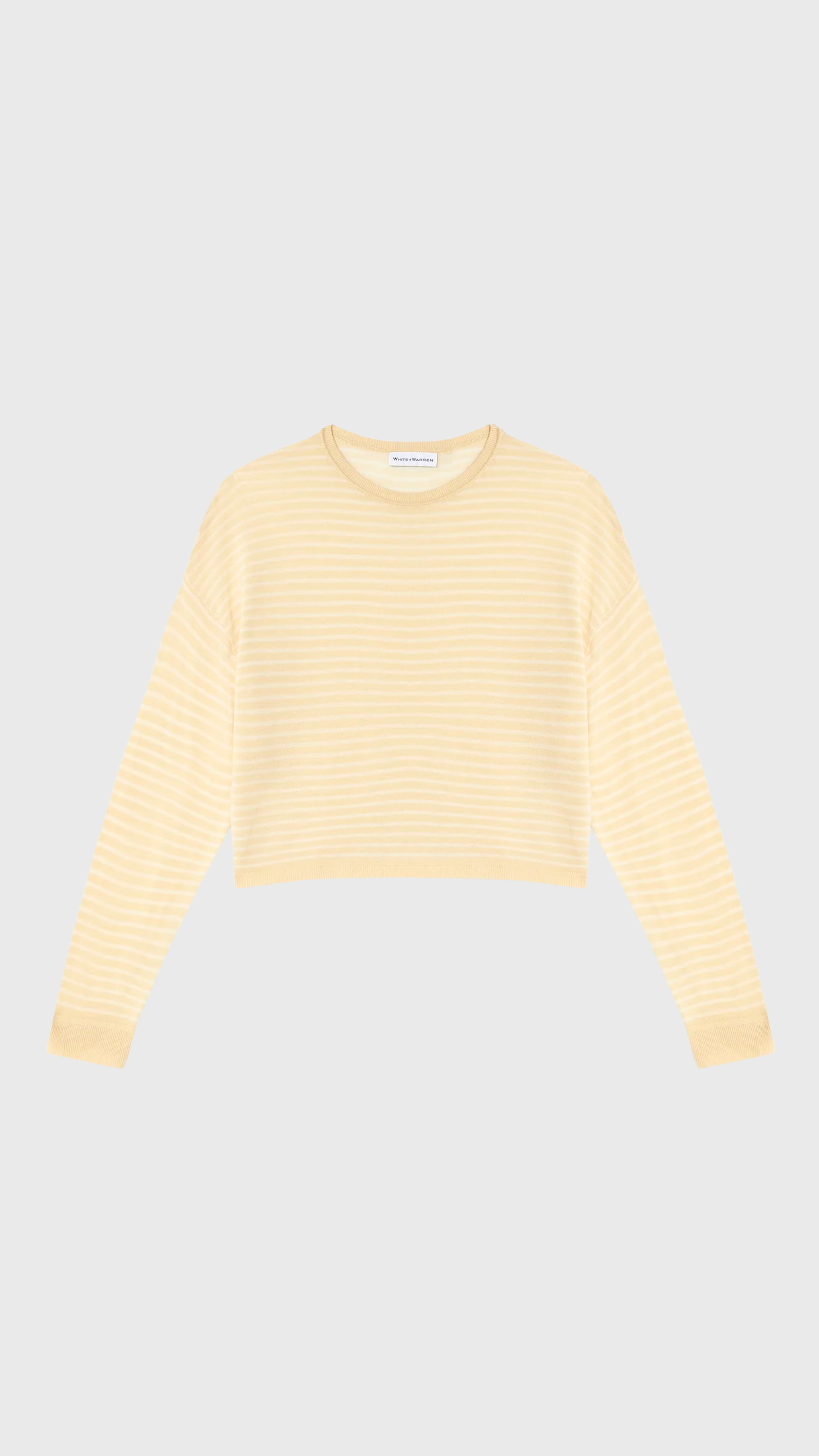 White + Warren Superfine Cashmere Striped Sweater in Buttercream