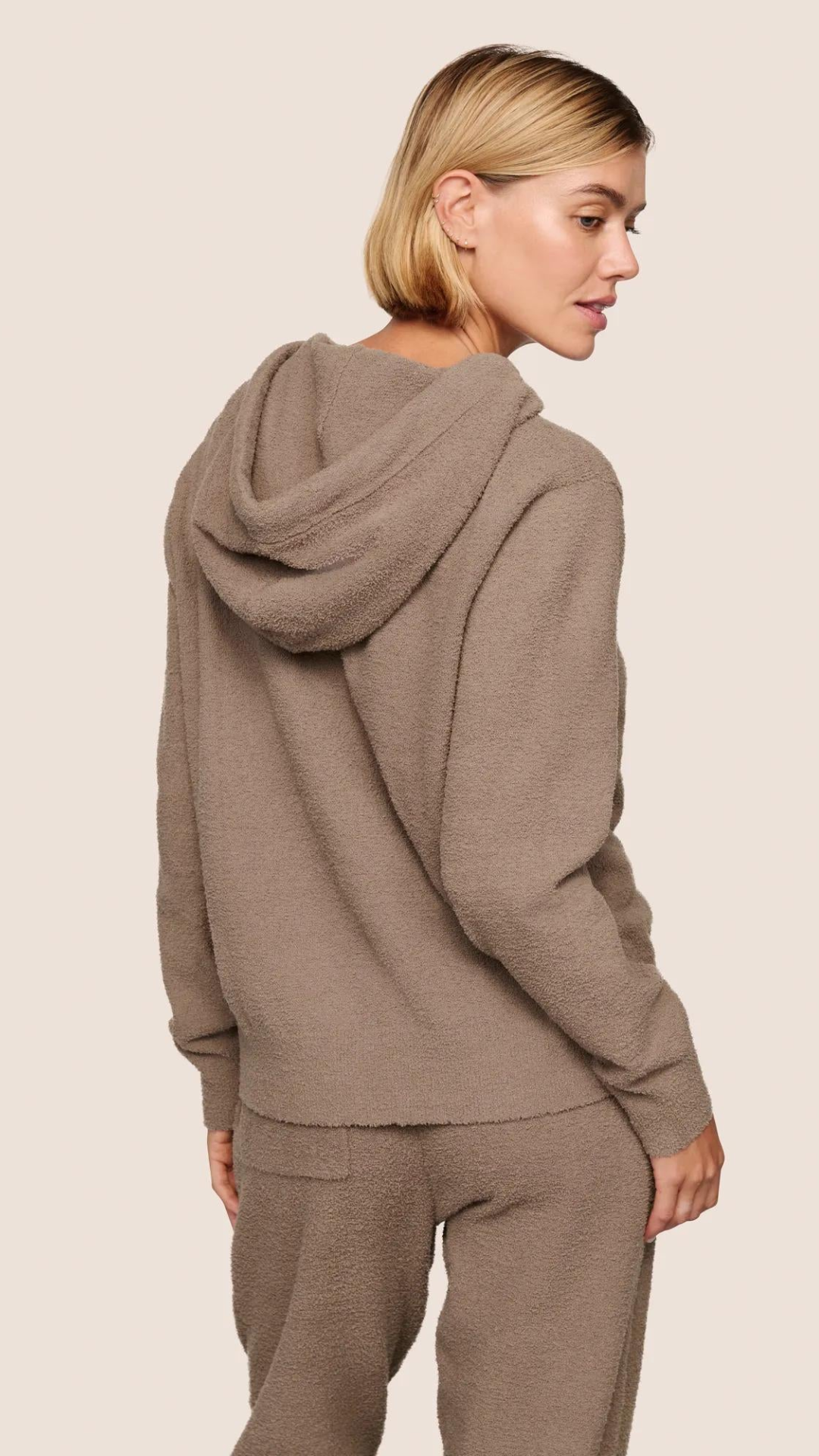 Eberjey Boucle Hoodie in Deep Taupe