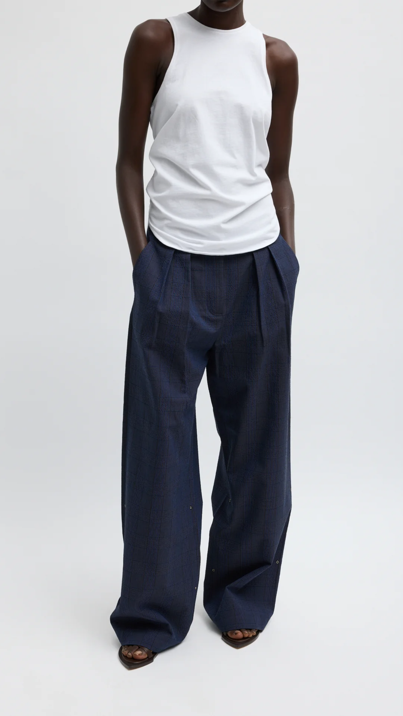 Tibi Menswear Crepon Stella Pant in Navy Multi
