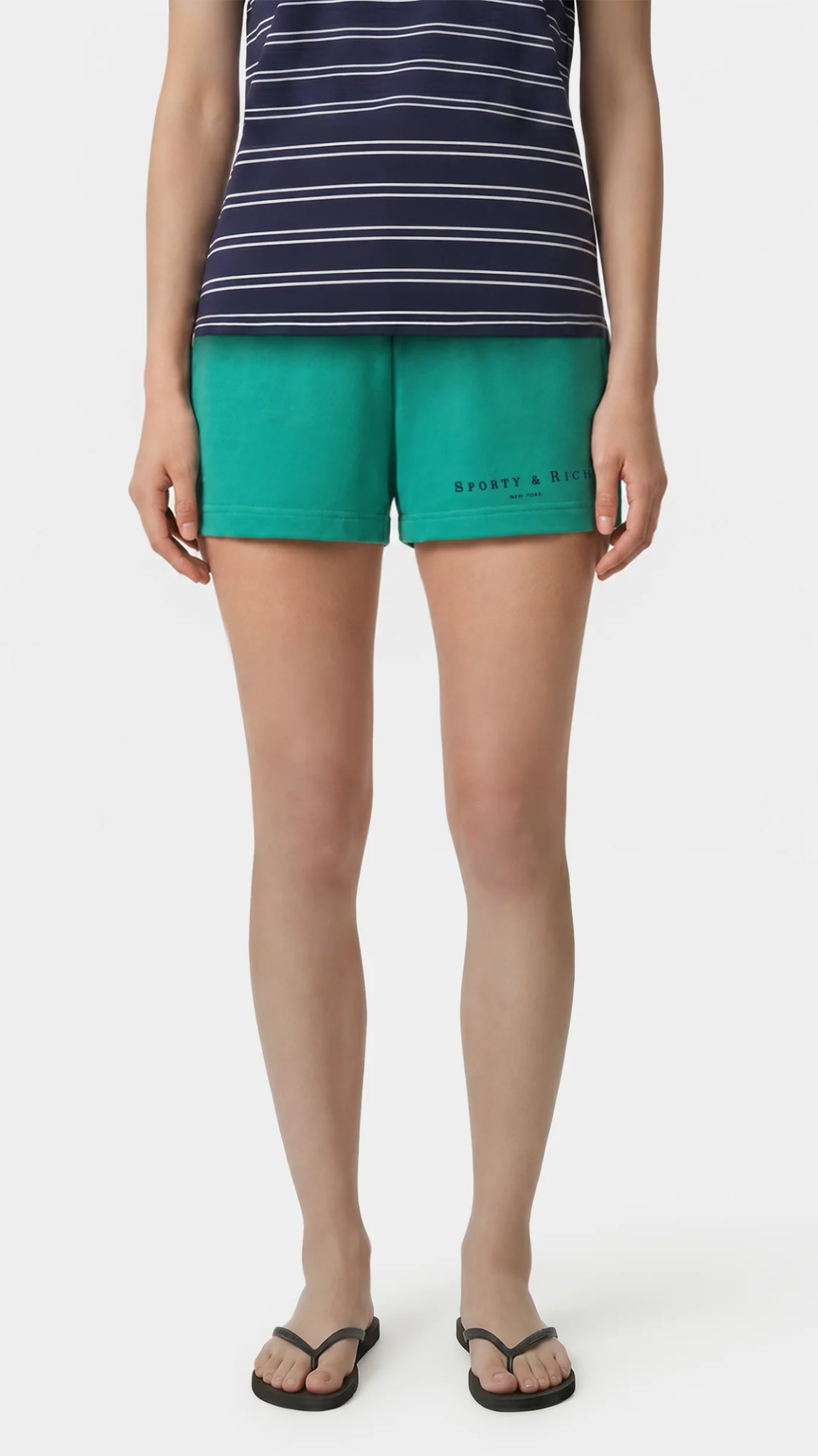Sporty & Rich Title Embroidered Disco Short in Amalfi Green