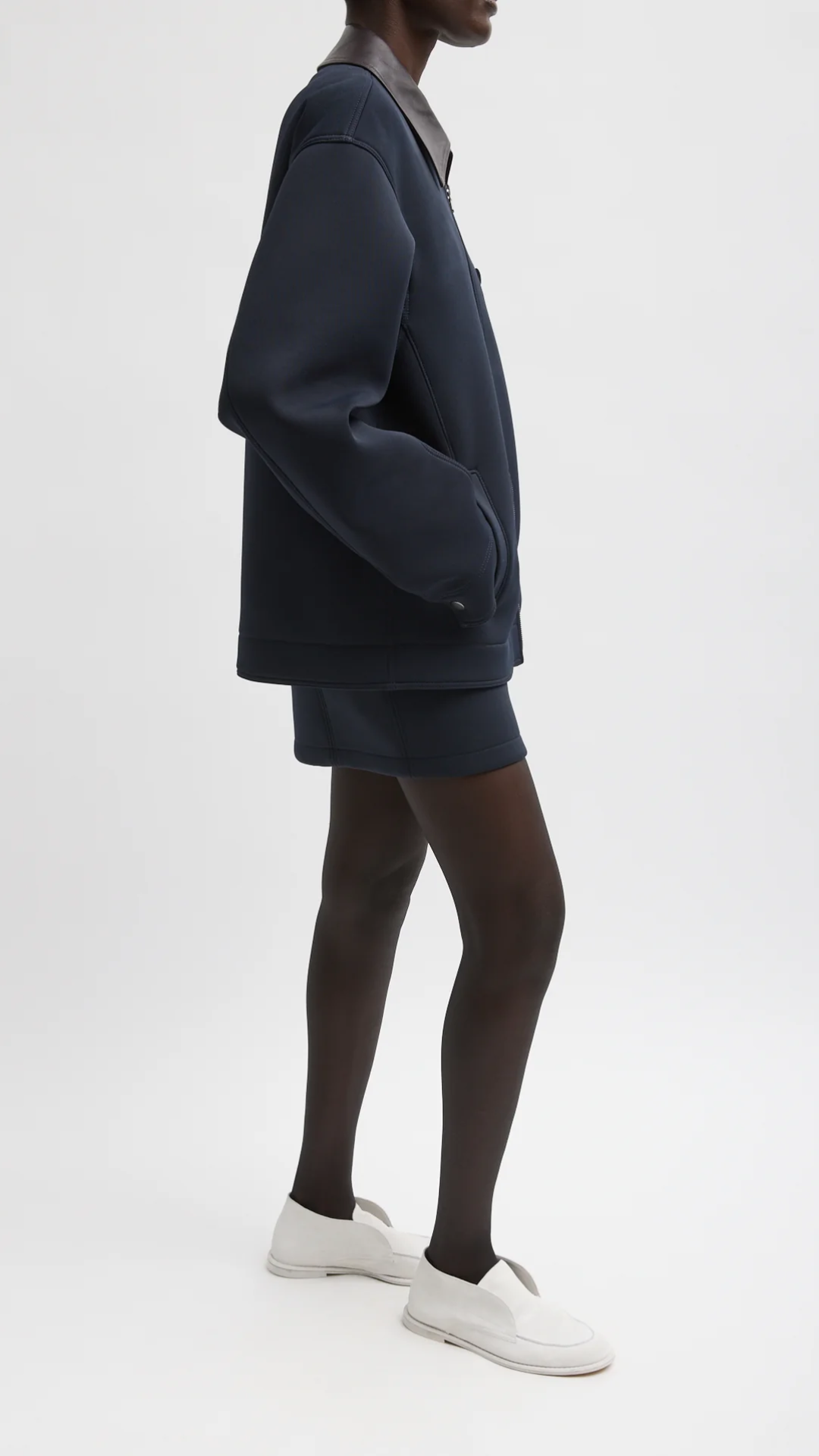 Tibi Bonded Twill Workmen's Jacket in Navy