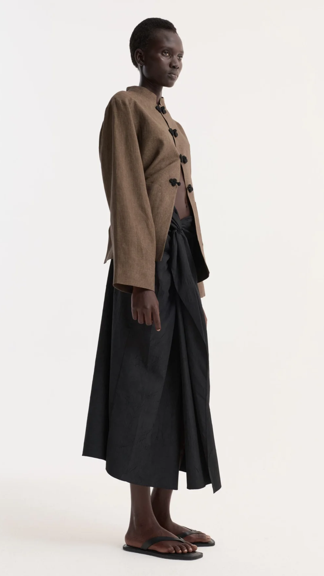Róhe Sarong Textured Skirt in Black