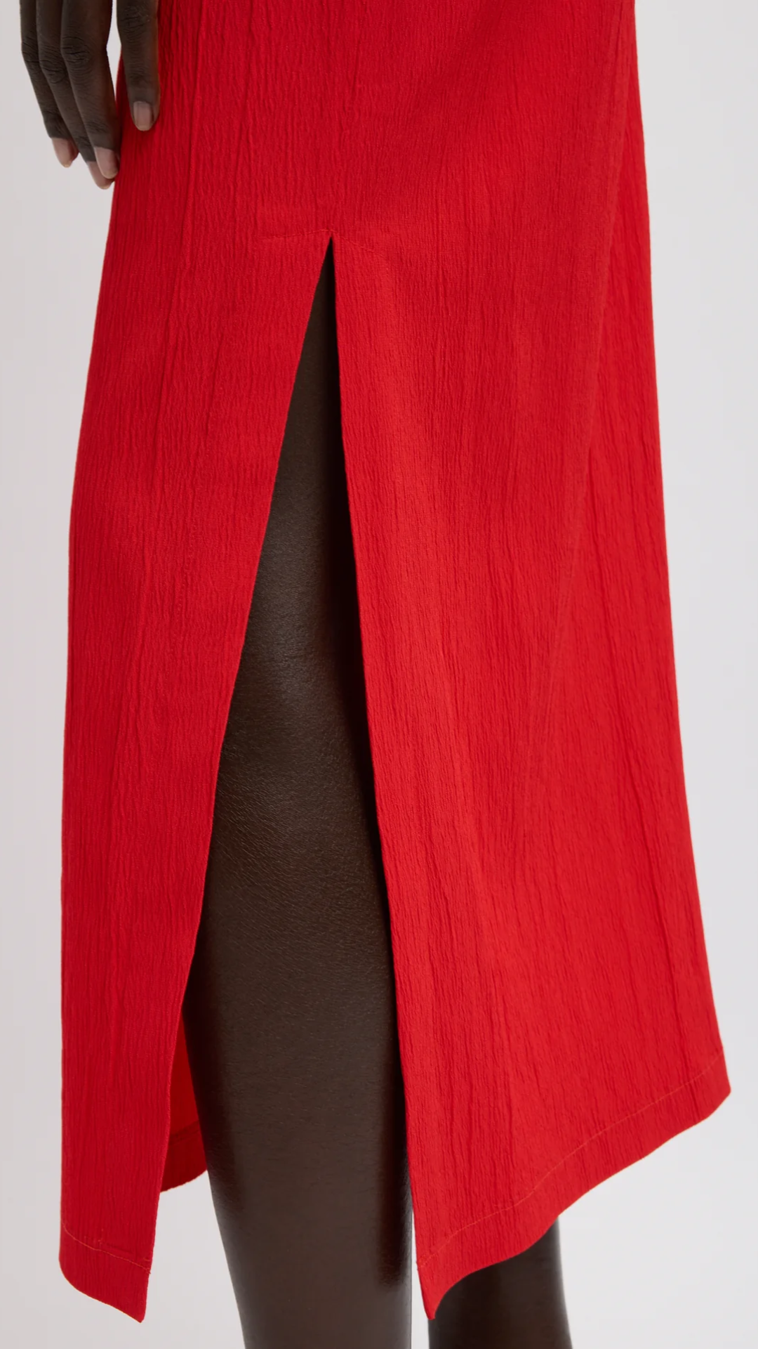 Tibi Creased Stretch Crepe Skirt in Red