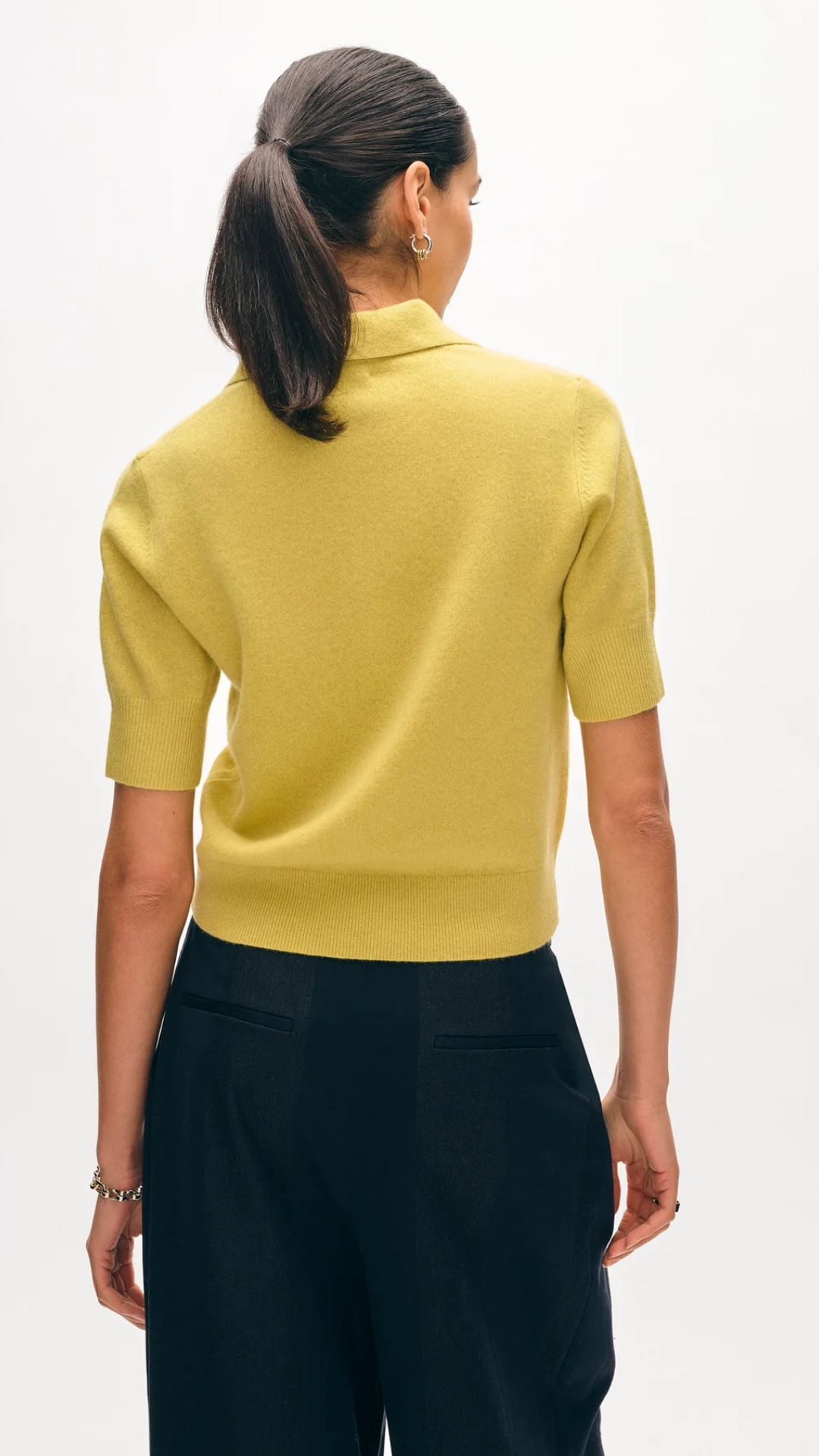 White + Warren Cashmere Polo Top in Sunbeam