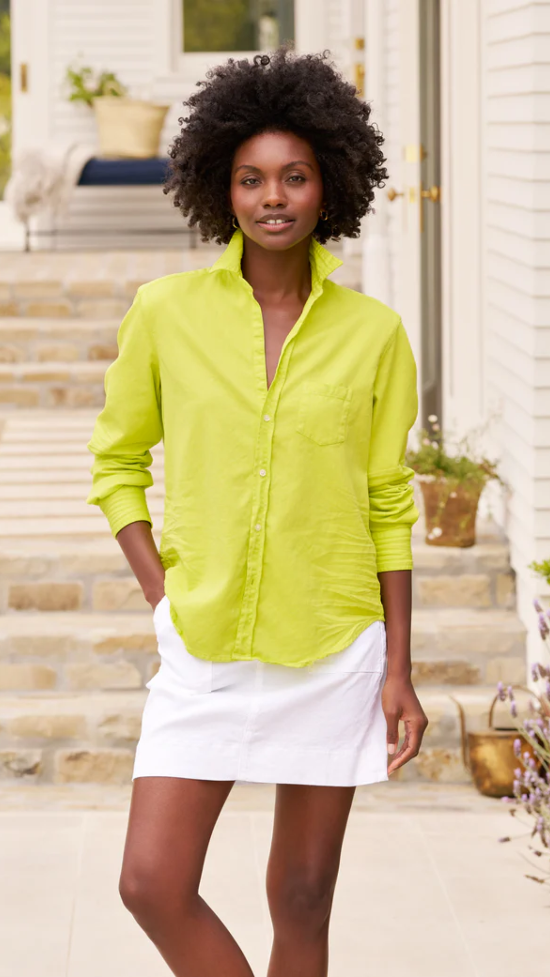 Frank & Eileen Eileen Relaxed Button Up Shirt in Lime
