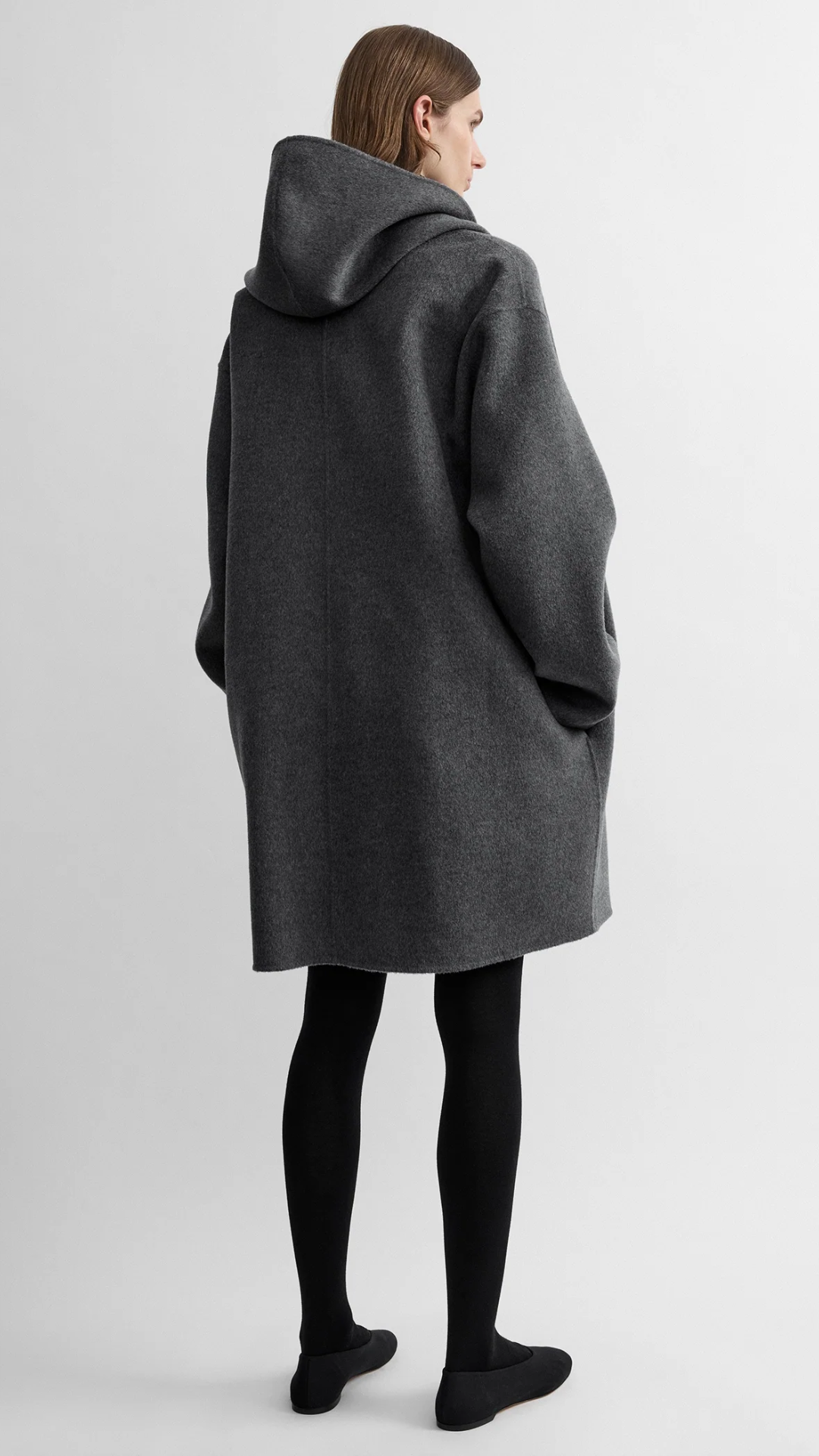 Toteme Hoodie Coat in Pale Grey Melange