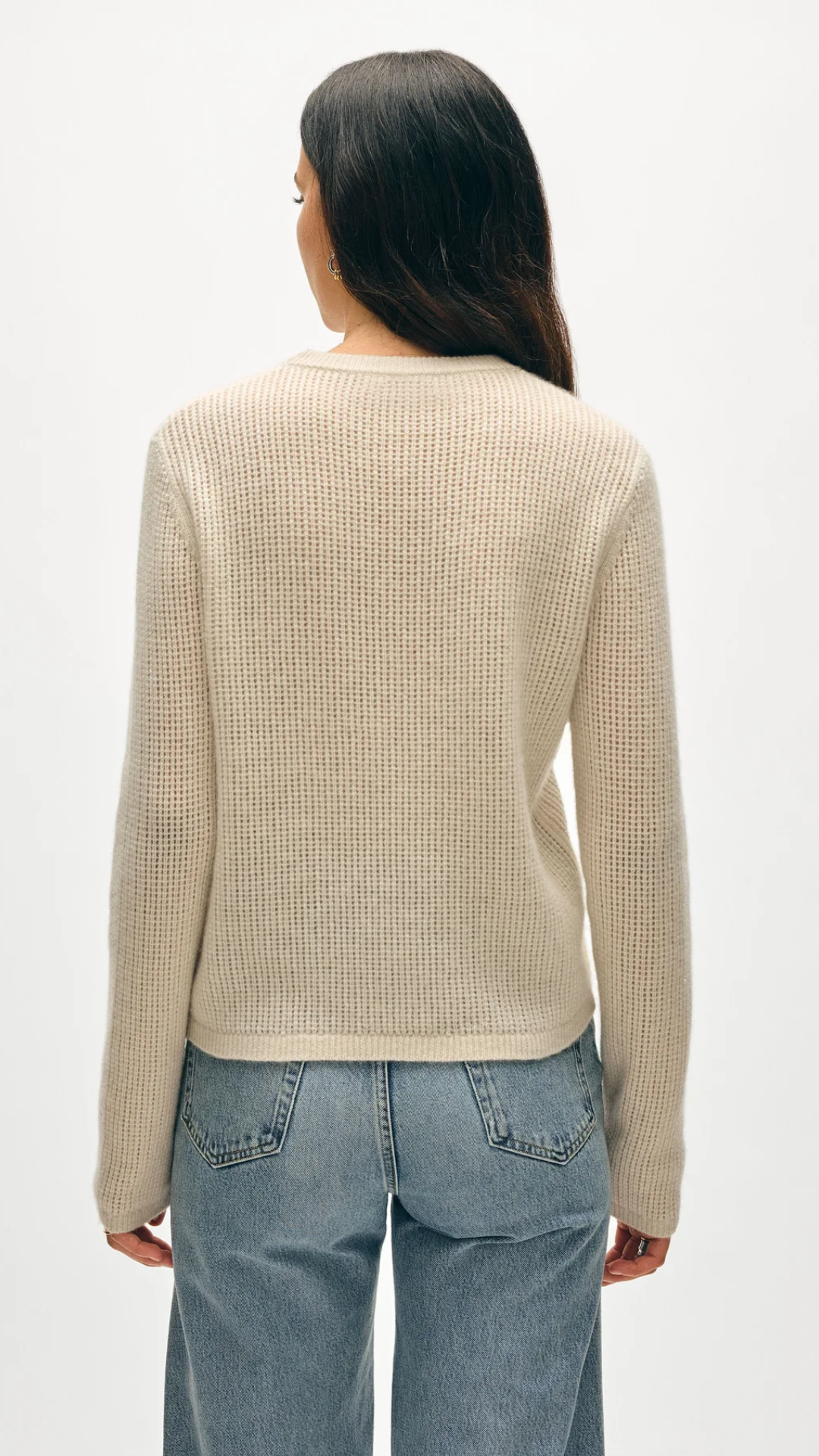 White + Warren Waffle Mesh Top in Natural Heather