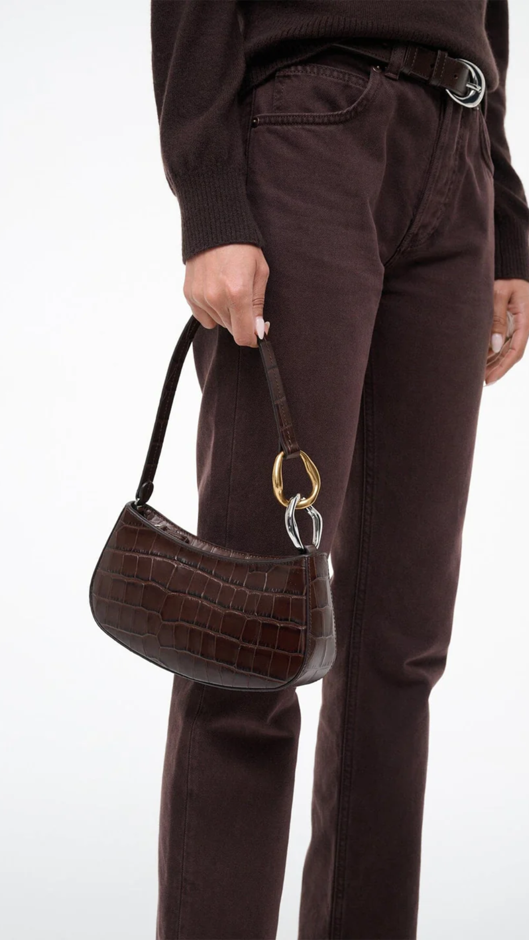 Staud Ollie Bag in Espresso Croc
