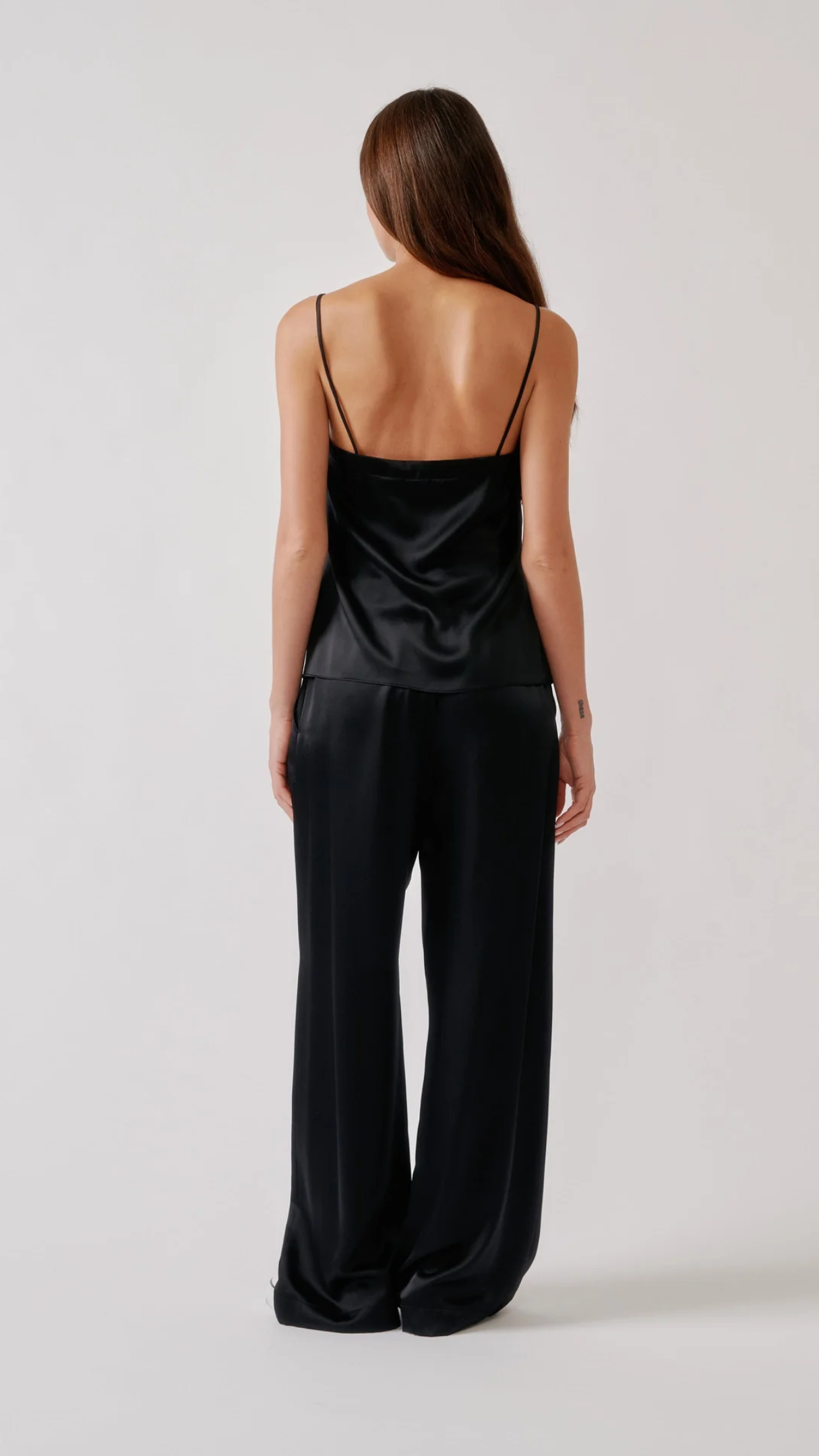 Sablyn Haya Lace Trim Square Neck Silk Cami in Black