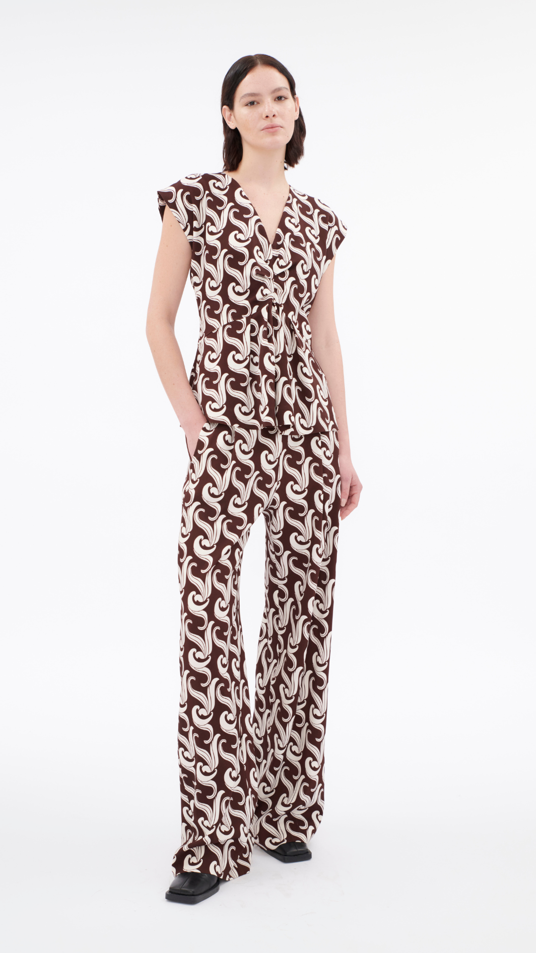 ODEEH Brown Pattern Pant