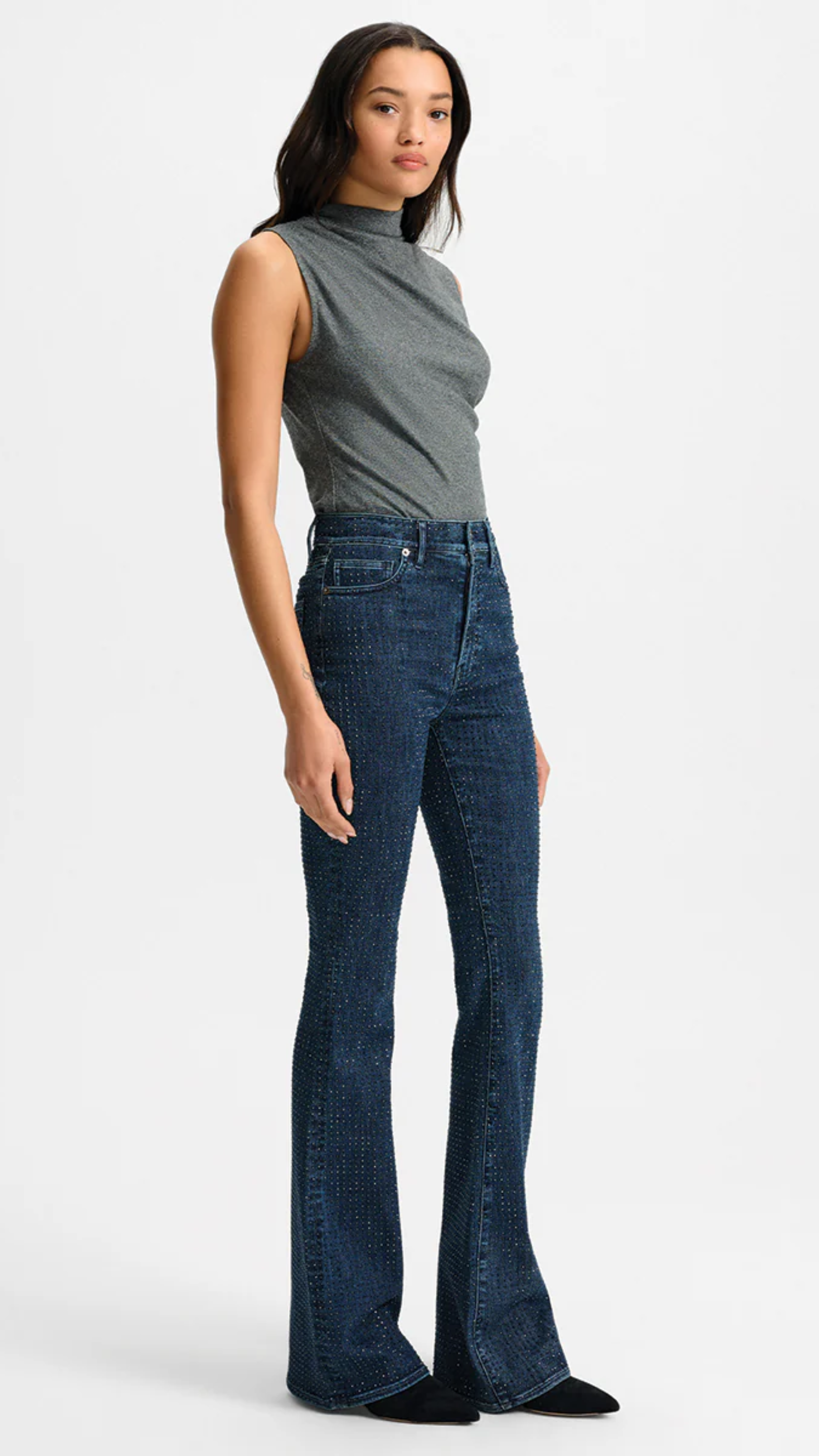 Veronica Beard Mylie Mock Neck Tank Top in Medium Heather Grey