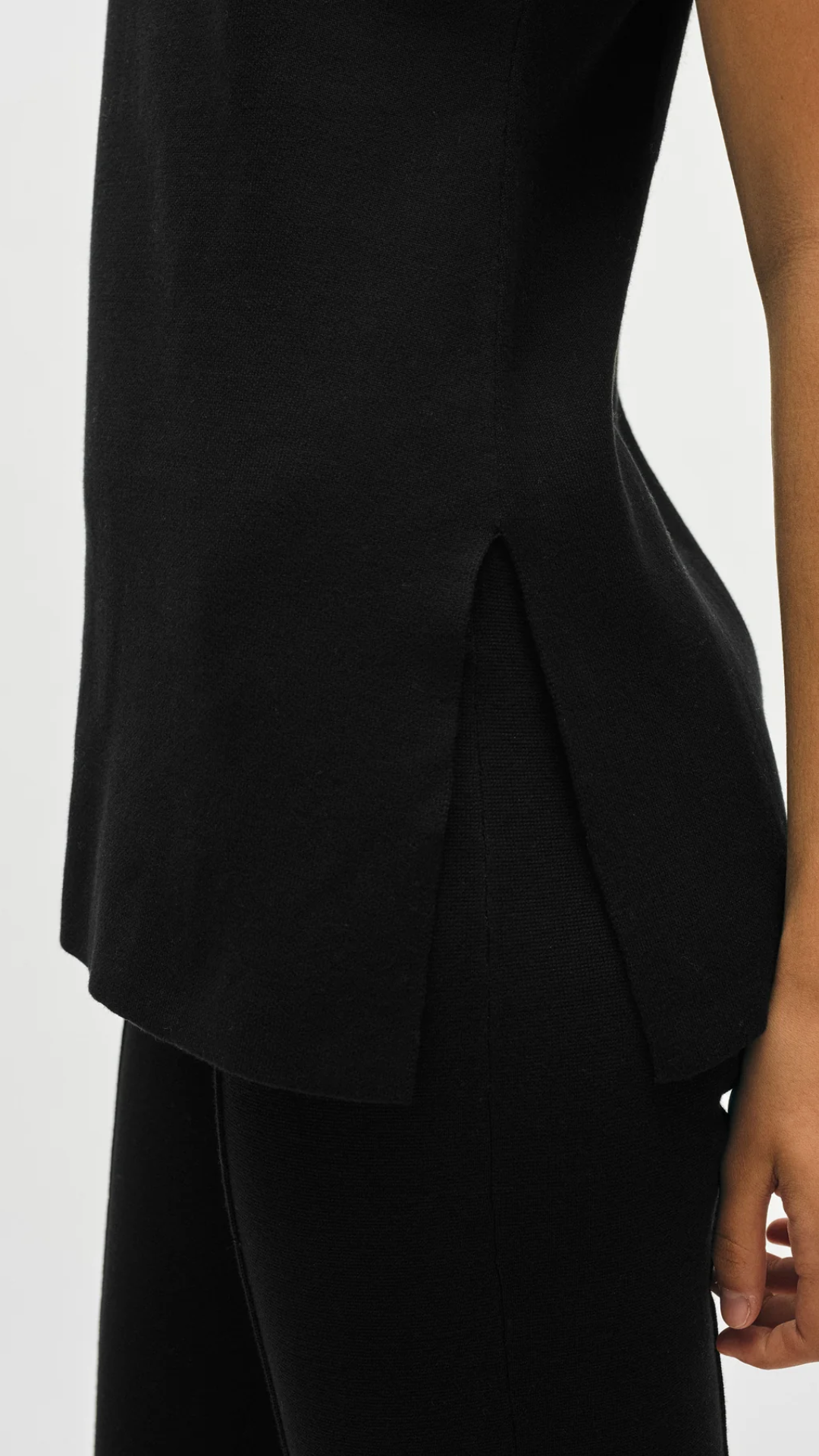 White + Warren Cotton Tunic Top in Black