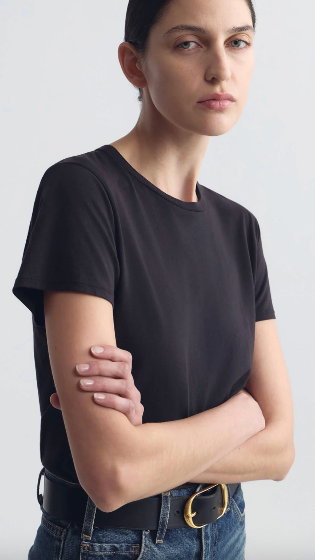 Nili Lotan Lana Crewneck Tee in Jet Black