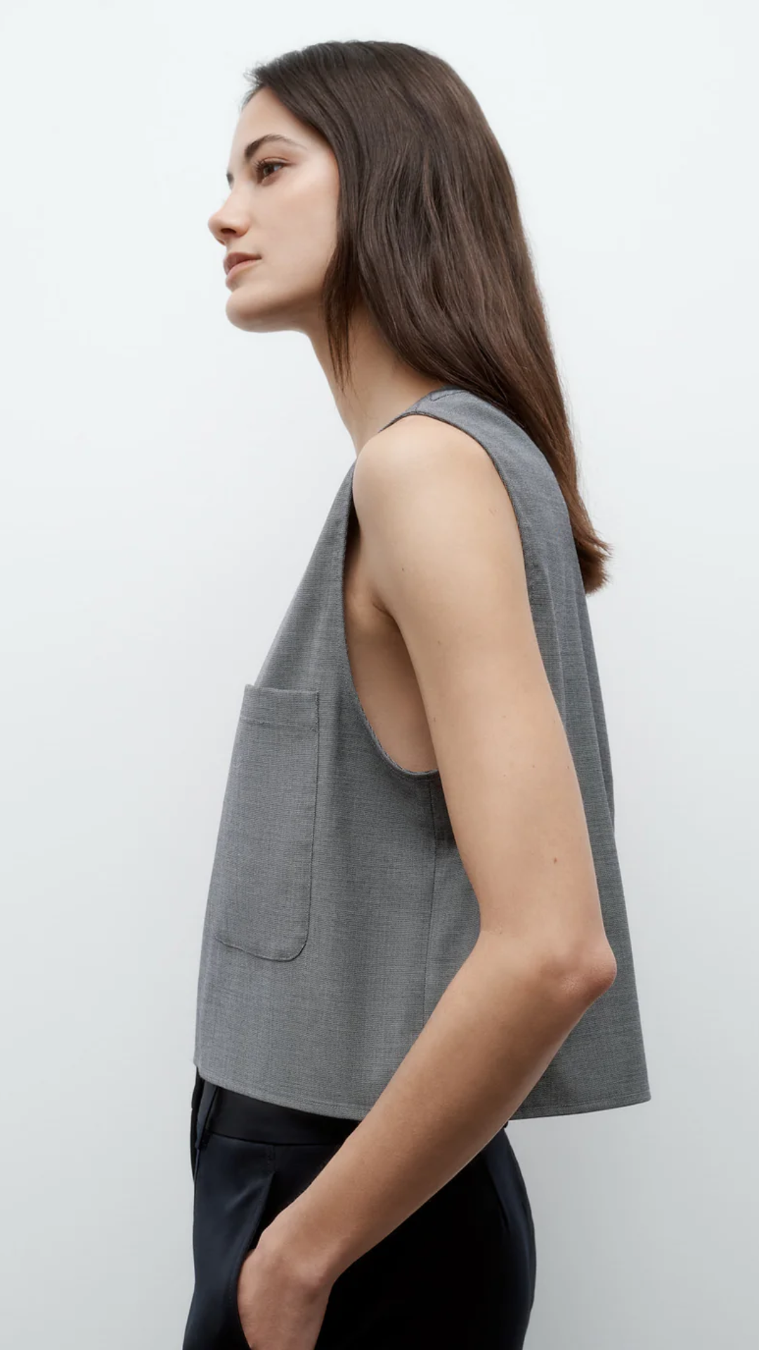 TWP Cropped Muscle Tank in Medium Heather Grey
