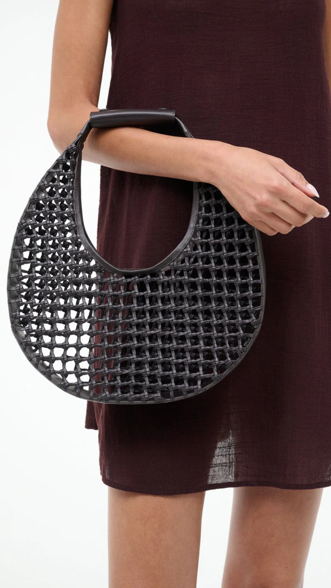 Staud Moon Hand Knotted Tote Bag in Espresso