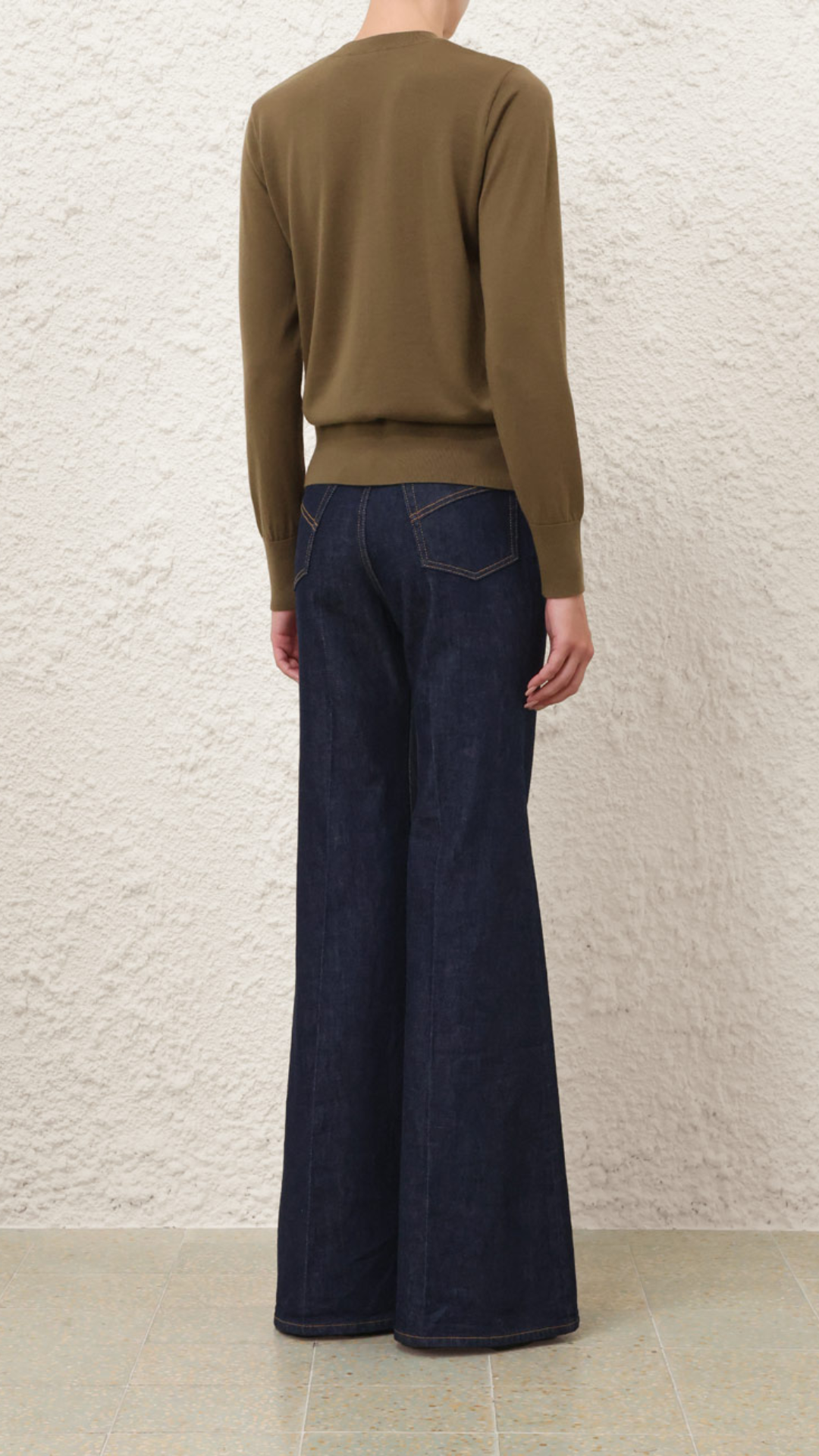 Zimmermann Luna Printed Silk Sweater in Olive