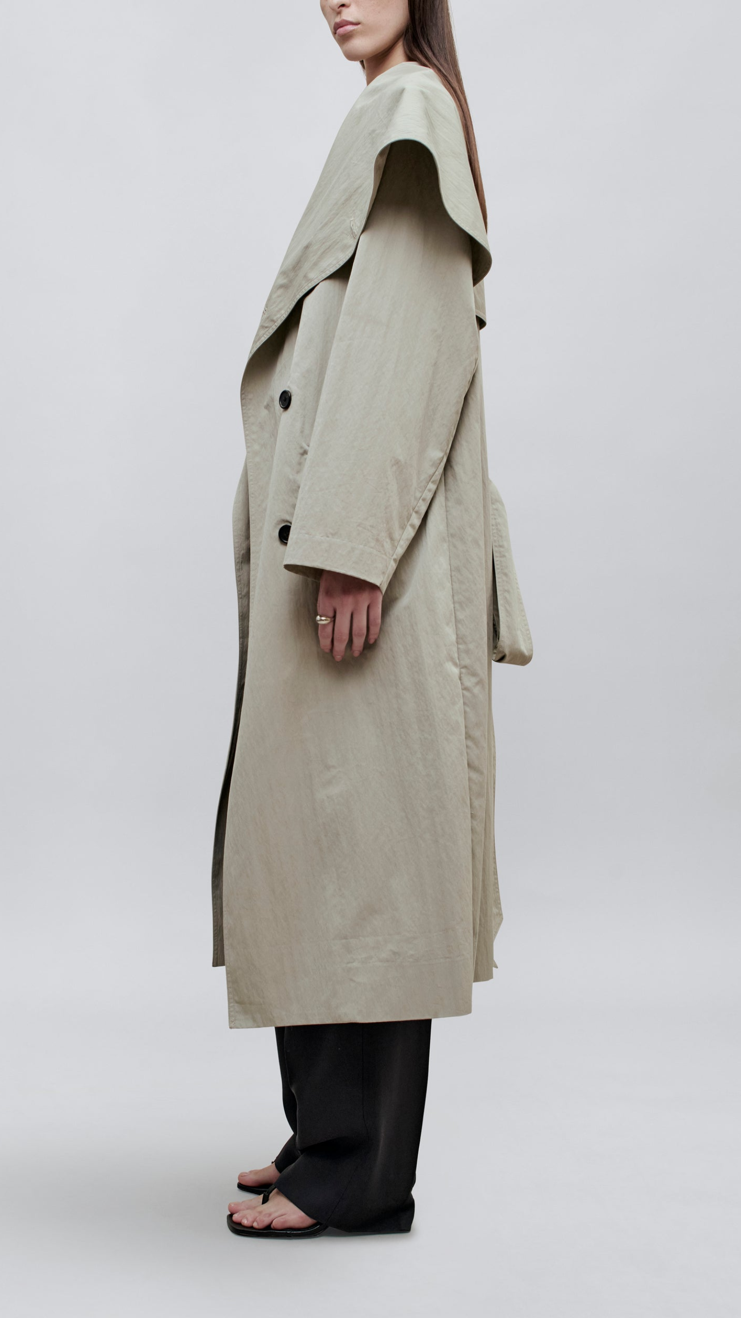 Kallmeyer Dorothy Cotton Nylon Trench Coat in Fog
