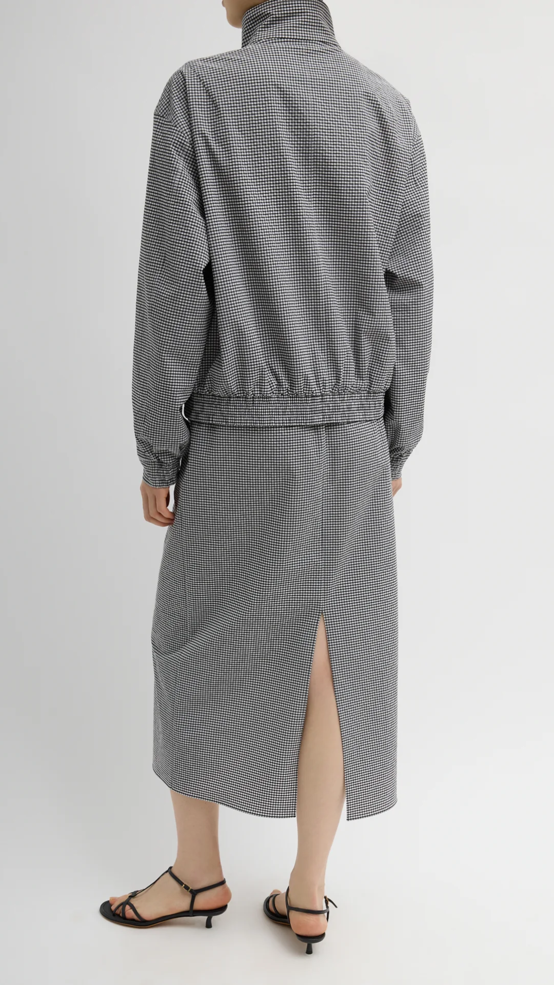 Tibi Gingham Track Jacket in Black/White