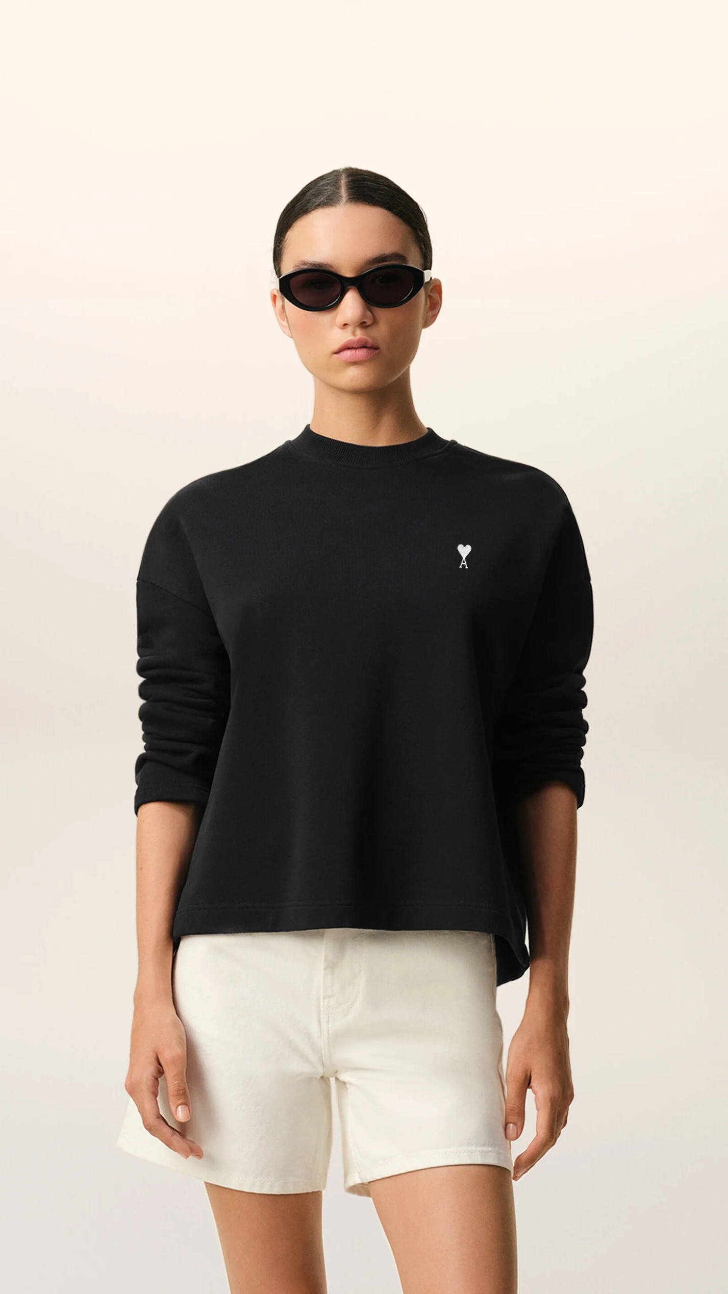 Ami Contrast De Coeur Sweatshirt in Black
