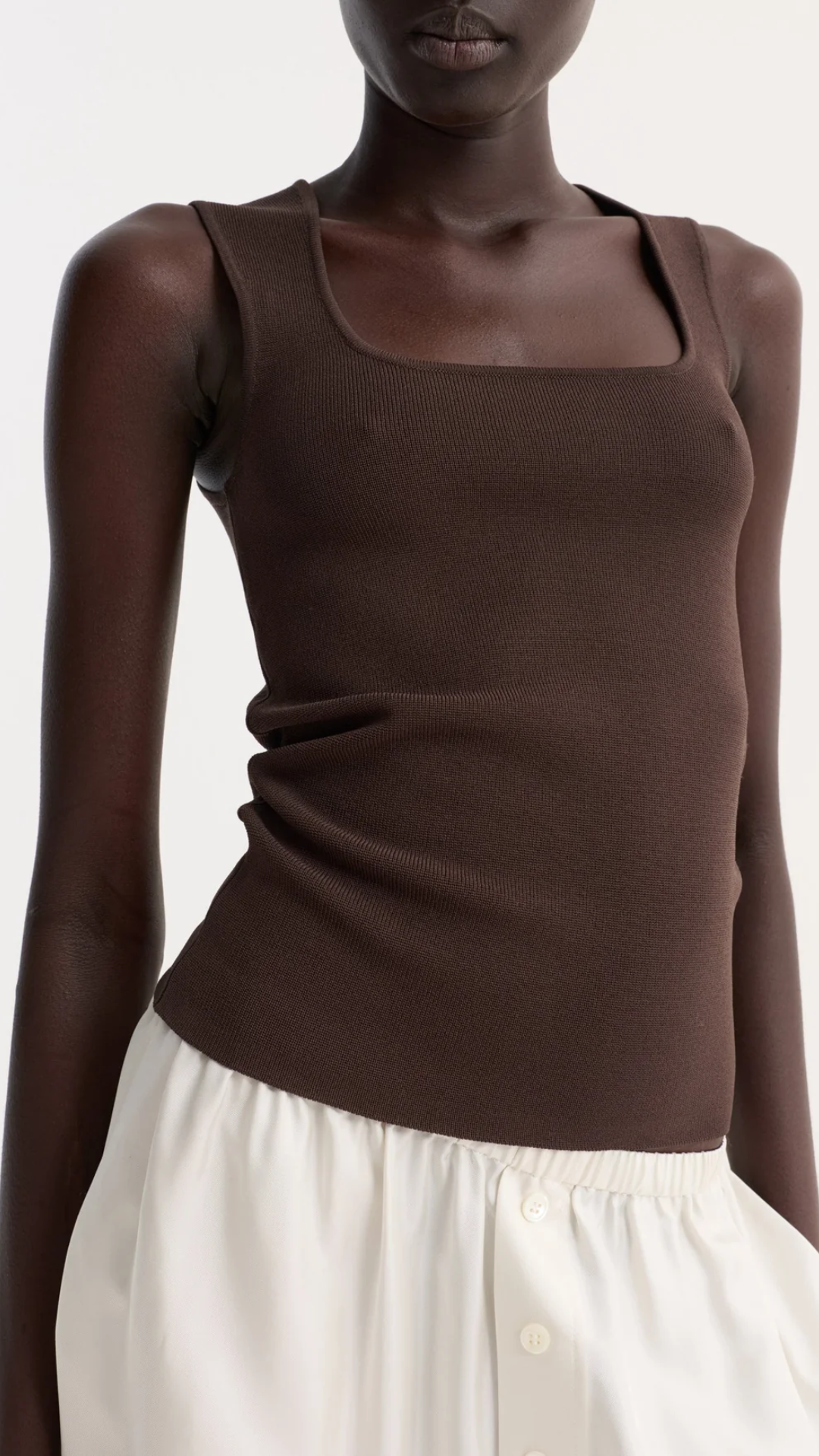 Róhe Bustier Shaped Knitted Top in Dark Chocolate