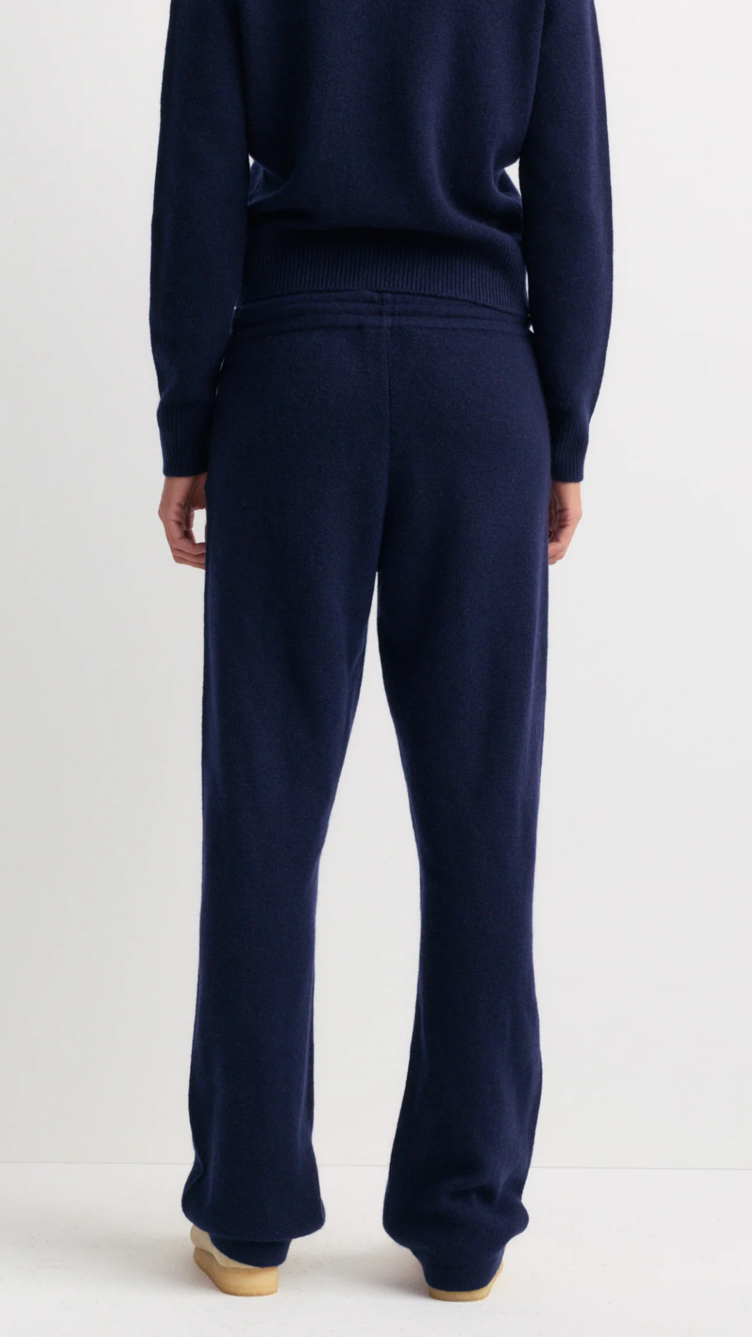 Sporty & Rich Ivana S Logo Cashmere Trousers in Dark Navy