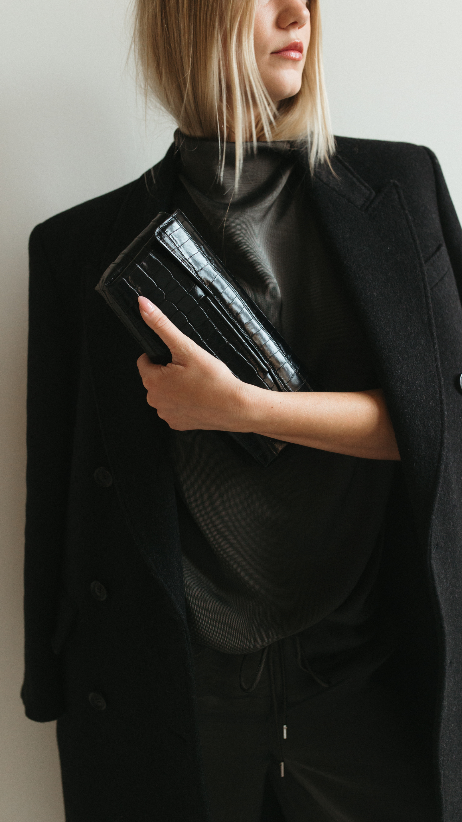 Nili Lotan Edmont Double Breasted Coat in Charcoal