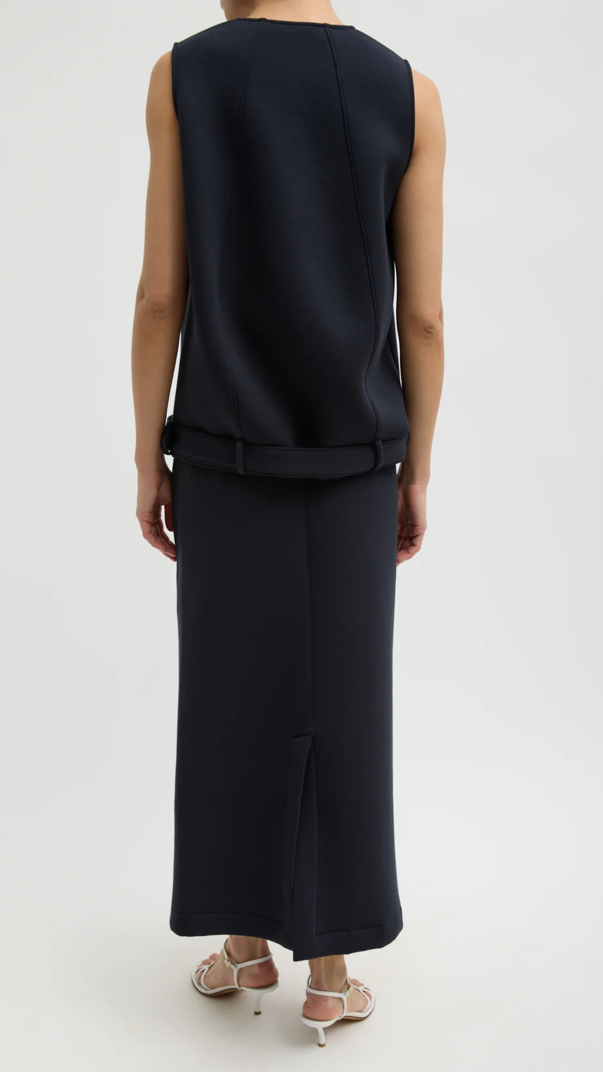 Tibi Bonded Viscose Maxi Wrap Skirt in Navy