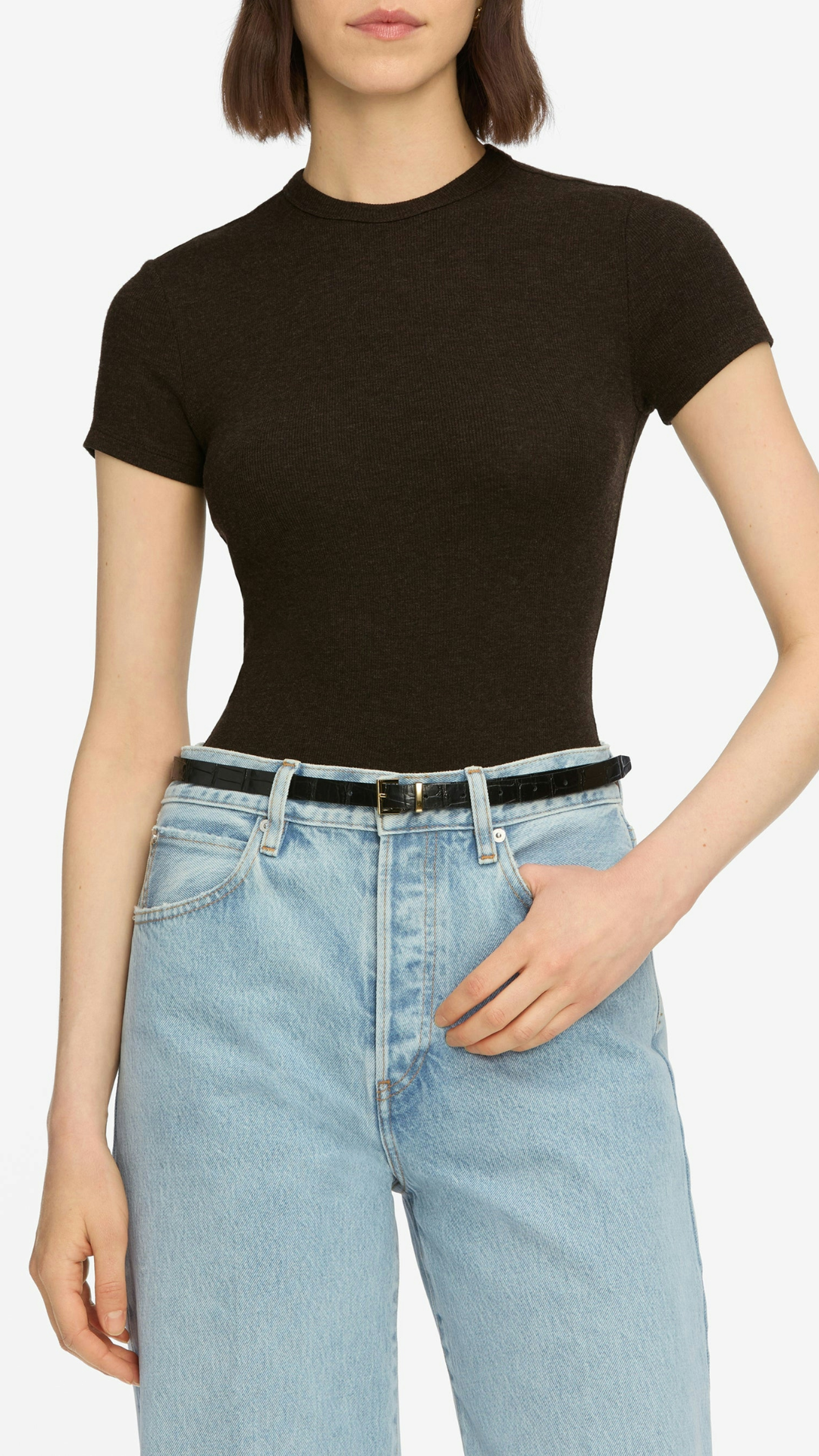 Frame Rib Baby Tee in Coffee