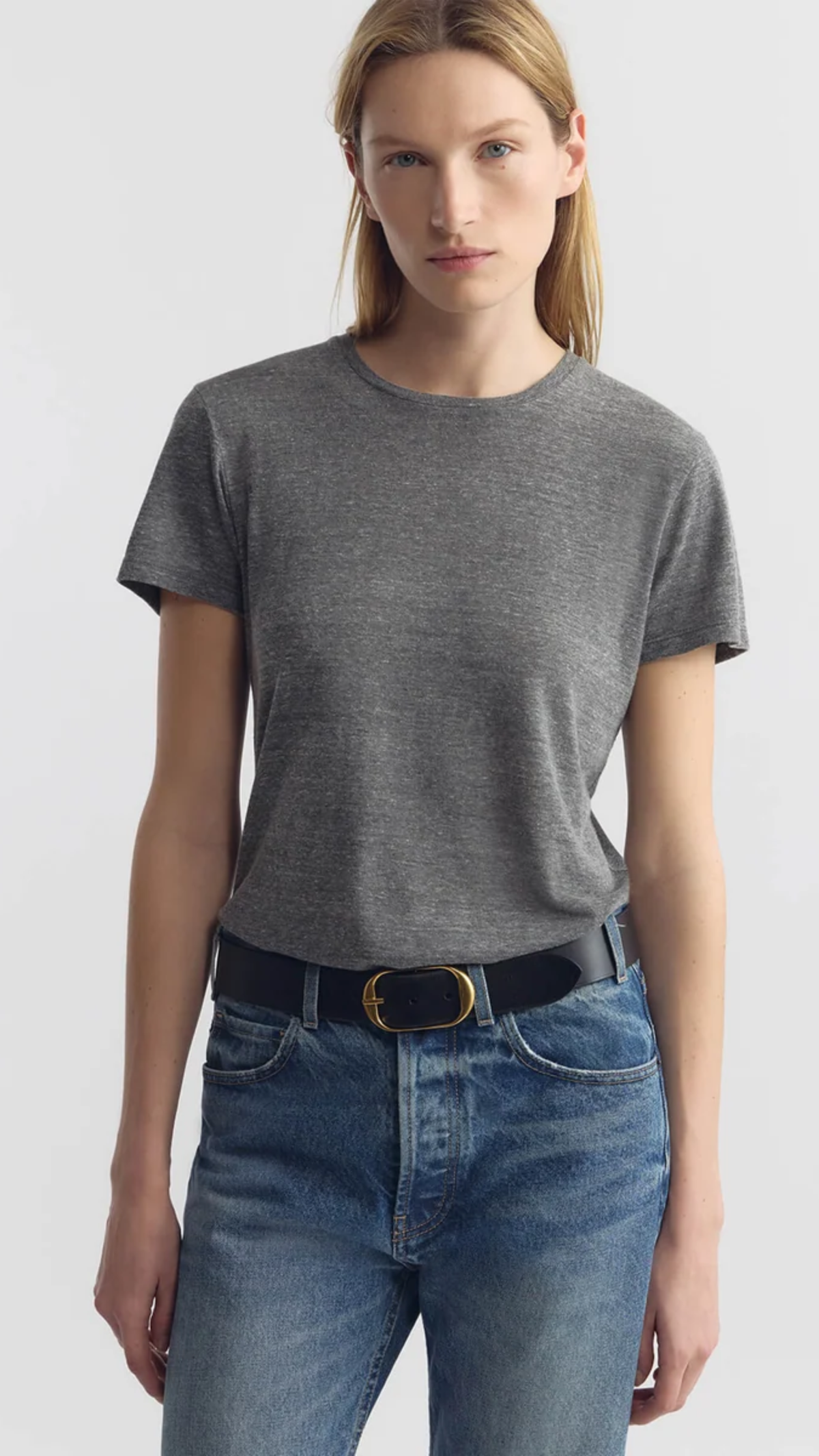 Nili Lotan Lana Crewneck Tee in Heather Grey