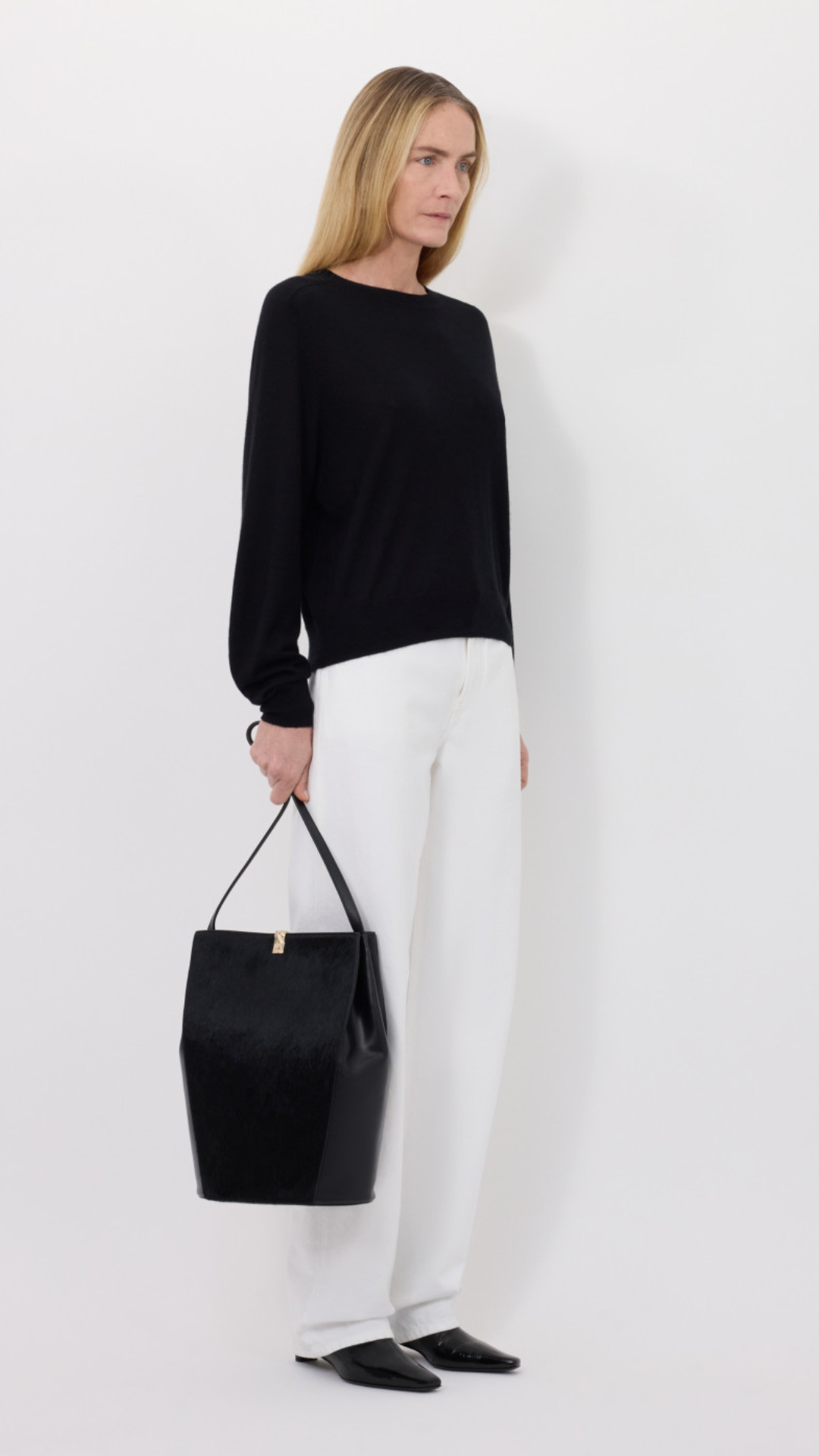 LouLou de Saison Angus Fine Knit Sweater in Black