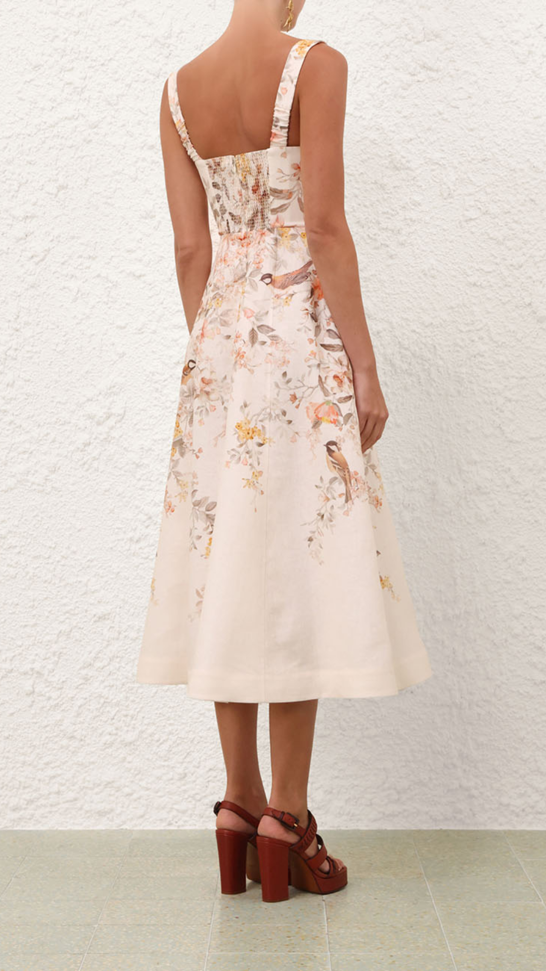 Zimmermann Luna Buttoned Picnic Dress in Cream Songbird