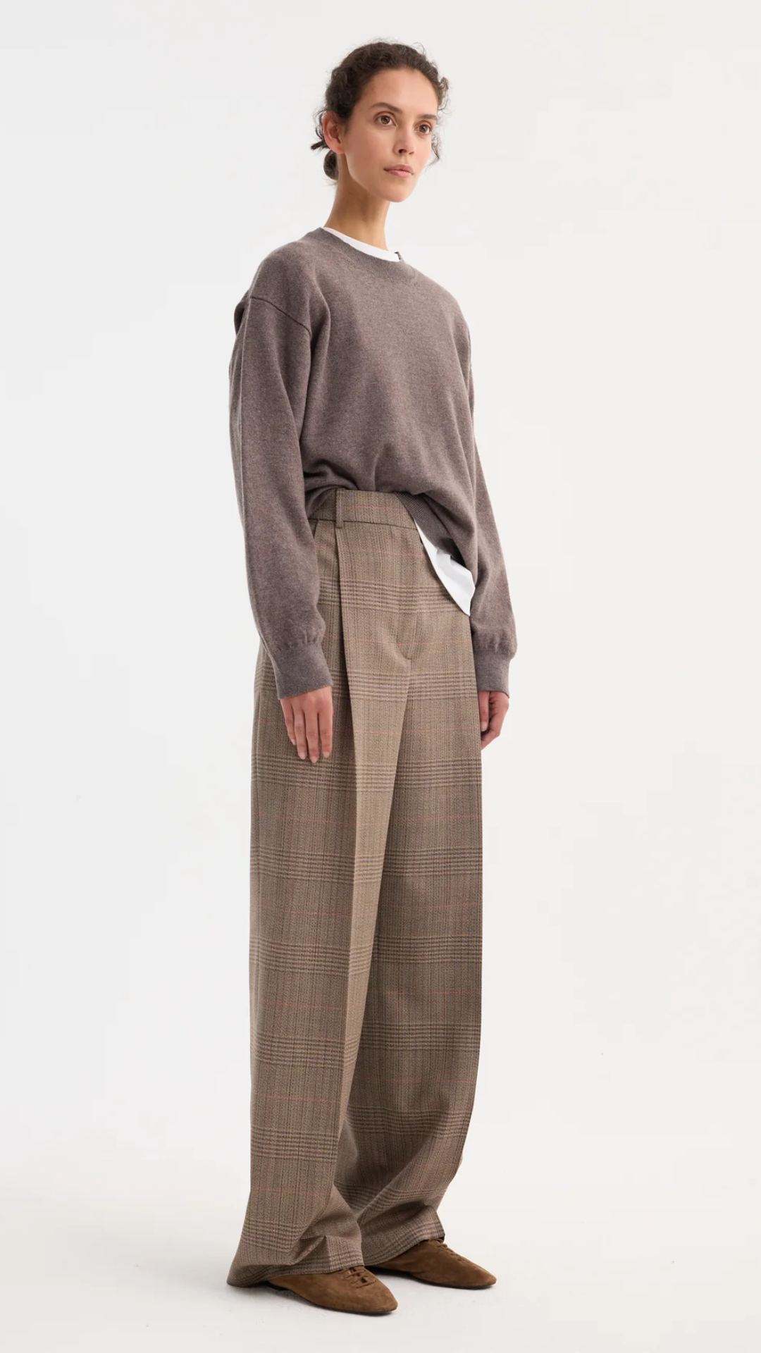 Rohe Mid Waist Wool Trouser in Prince of Wales