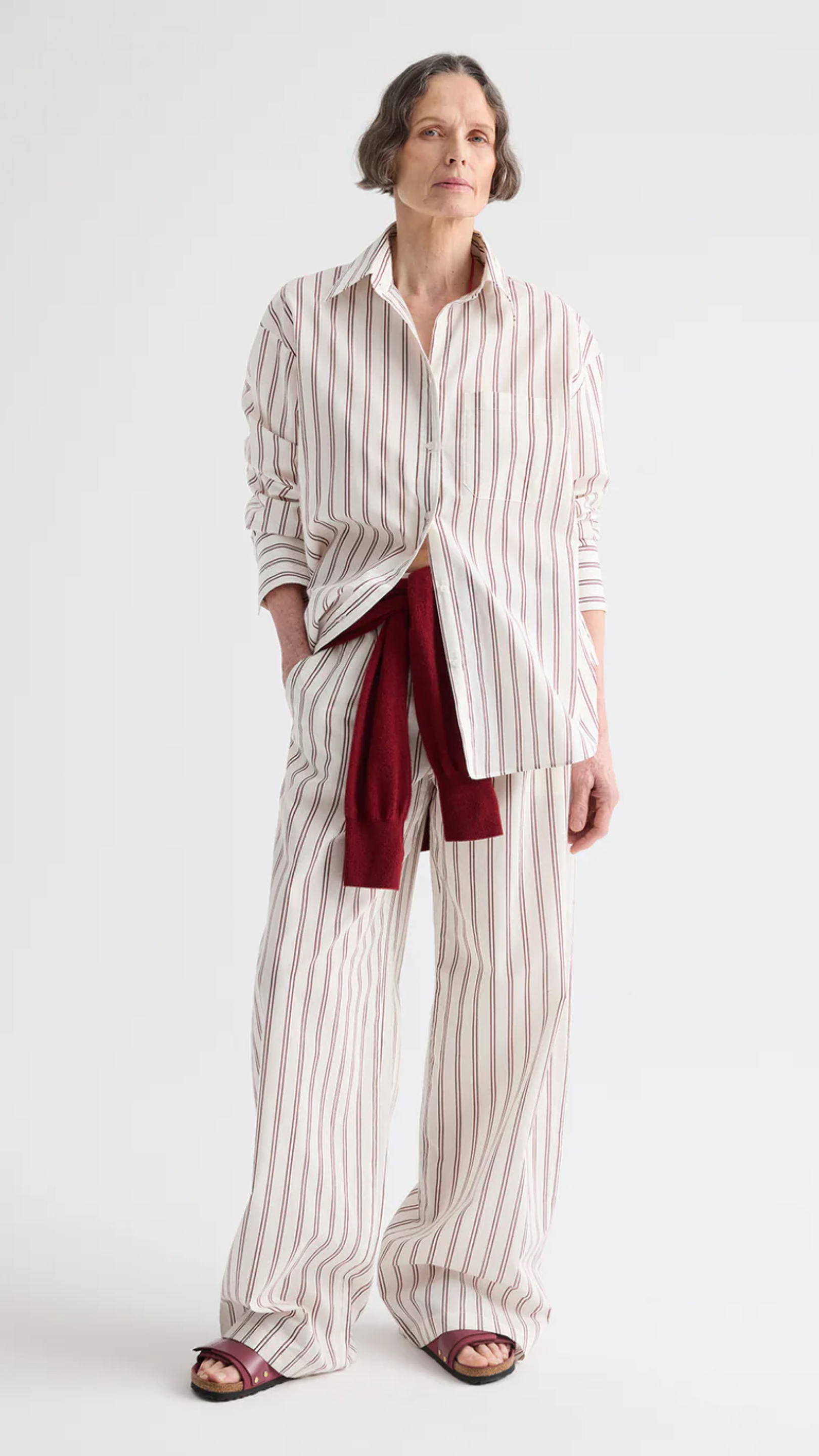 TWP Hudson St Pant in White/Wine