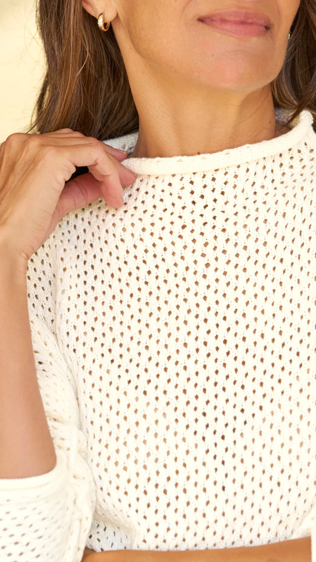 Frank & Eileen Monterey Pointelle Sweater in Ivory
