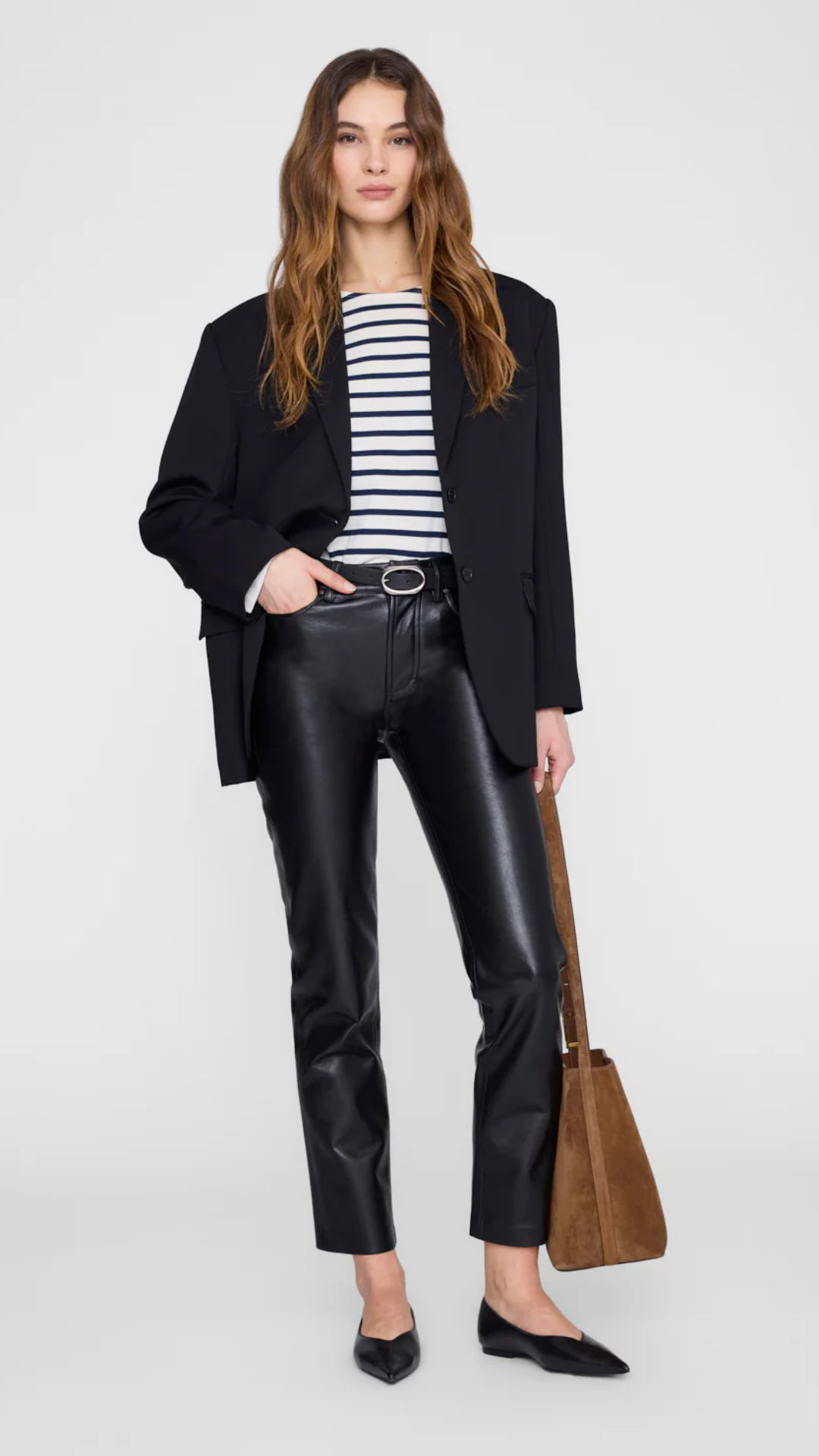 Anine Bing Newton Tee in Navy Stripe