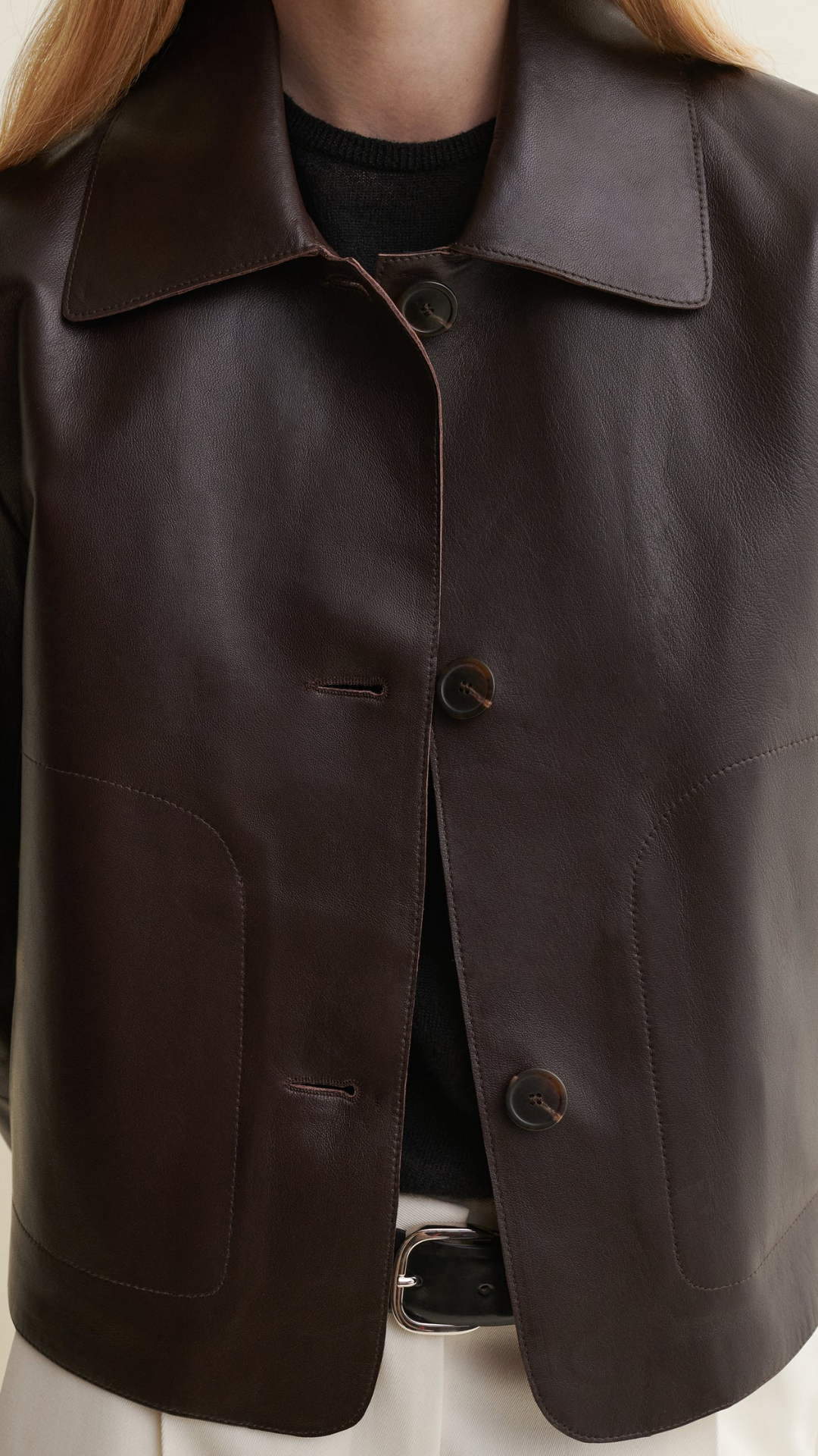 Arma Emy Leather Jacket in Coffee