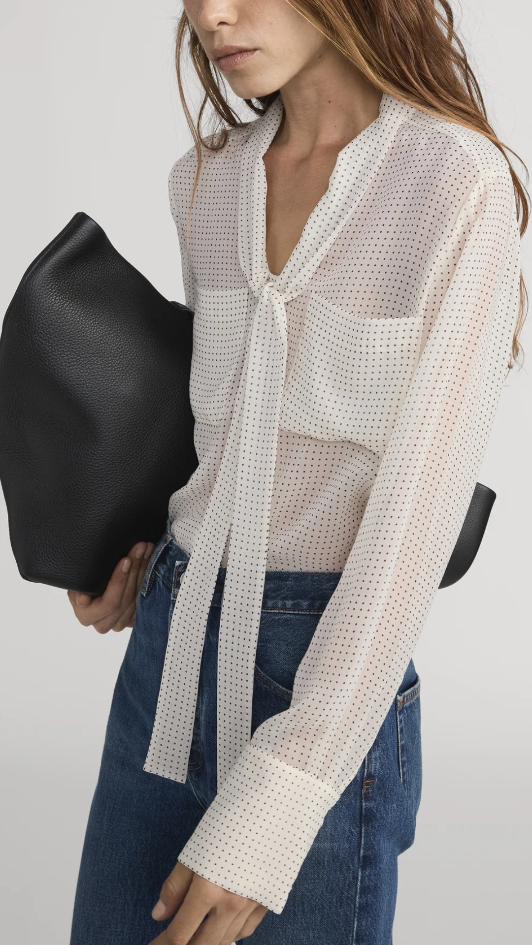 Frame Polka Dot Tie Blouse in Ecru