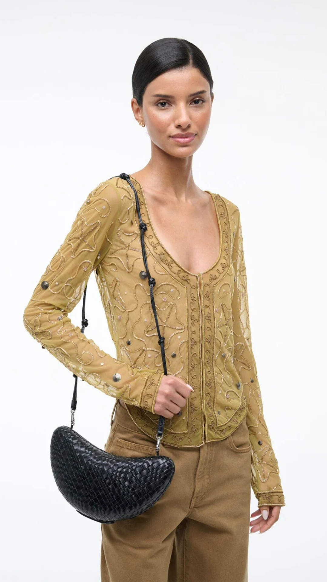 Staud Crescent Clutch in Black