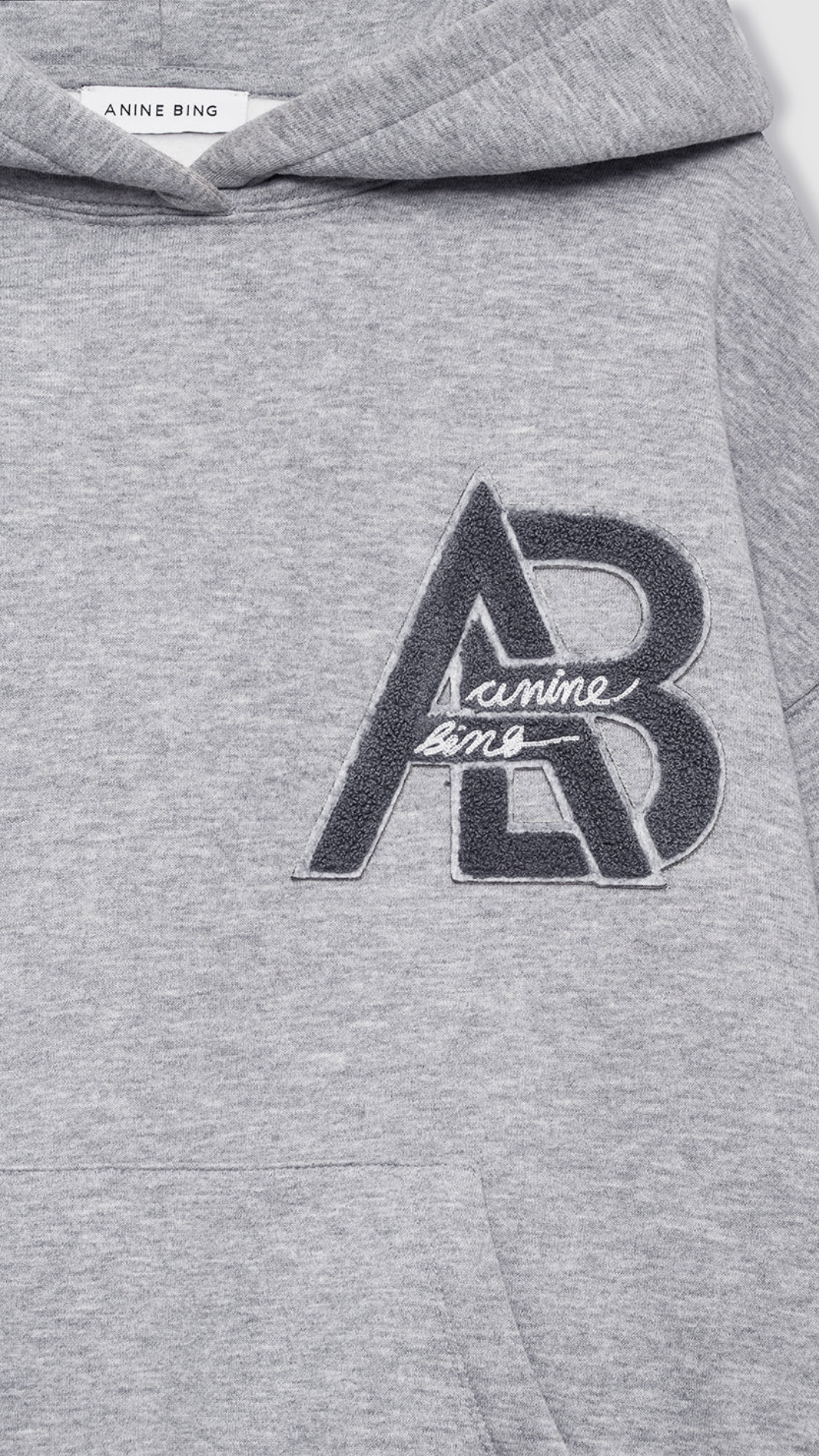 Anine Bing Jaci Hoodie Letterman in Medium Heather Grey
