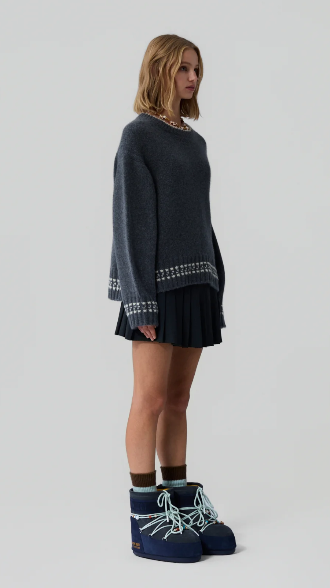 Guest in Residence Tipped Cozy Crew Sweater in Charcoal
