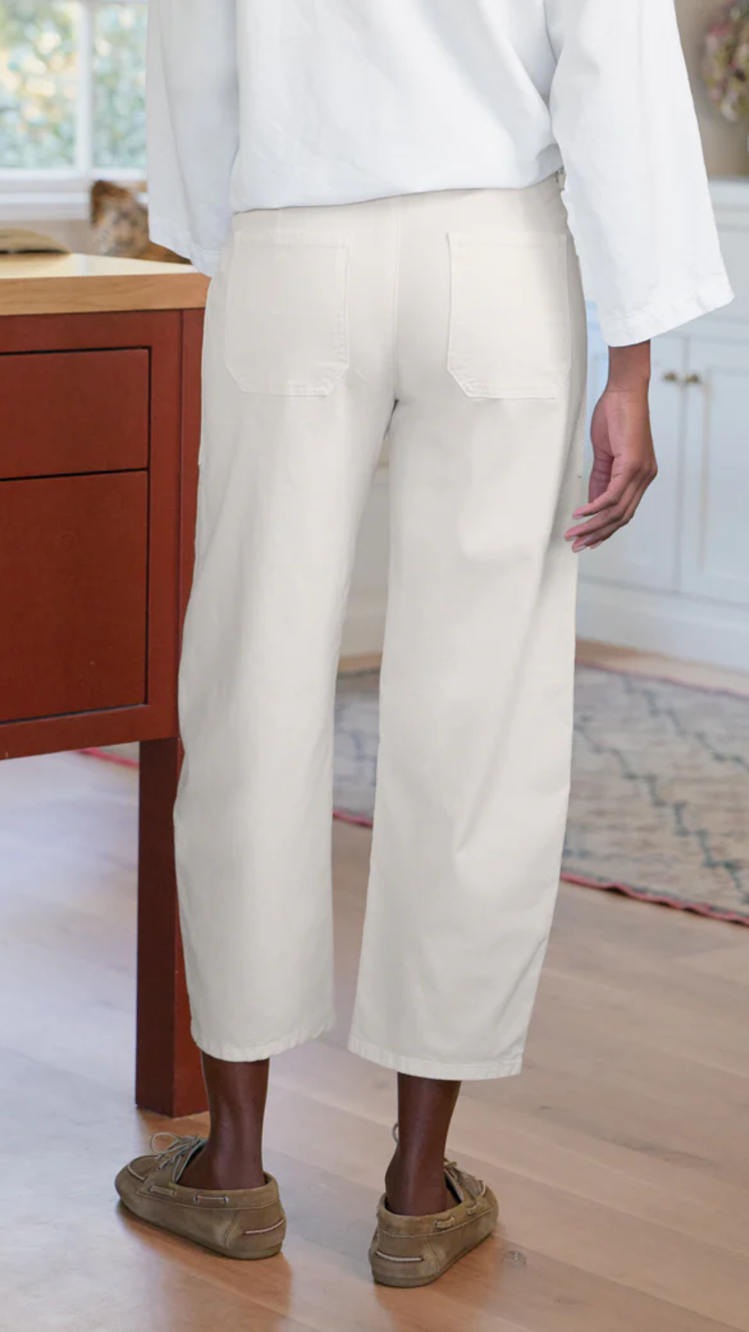 Frank & Eileen Bray Twill Barrel Pant in Chalk