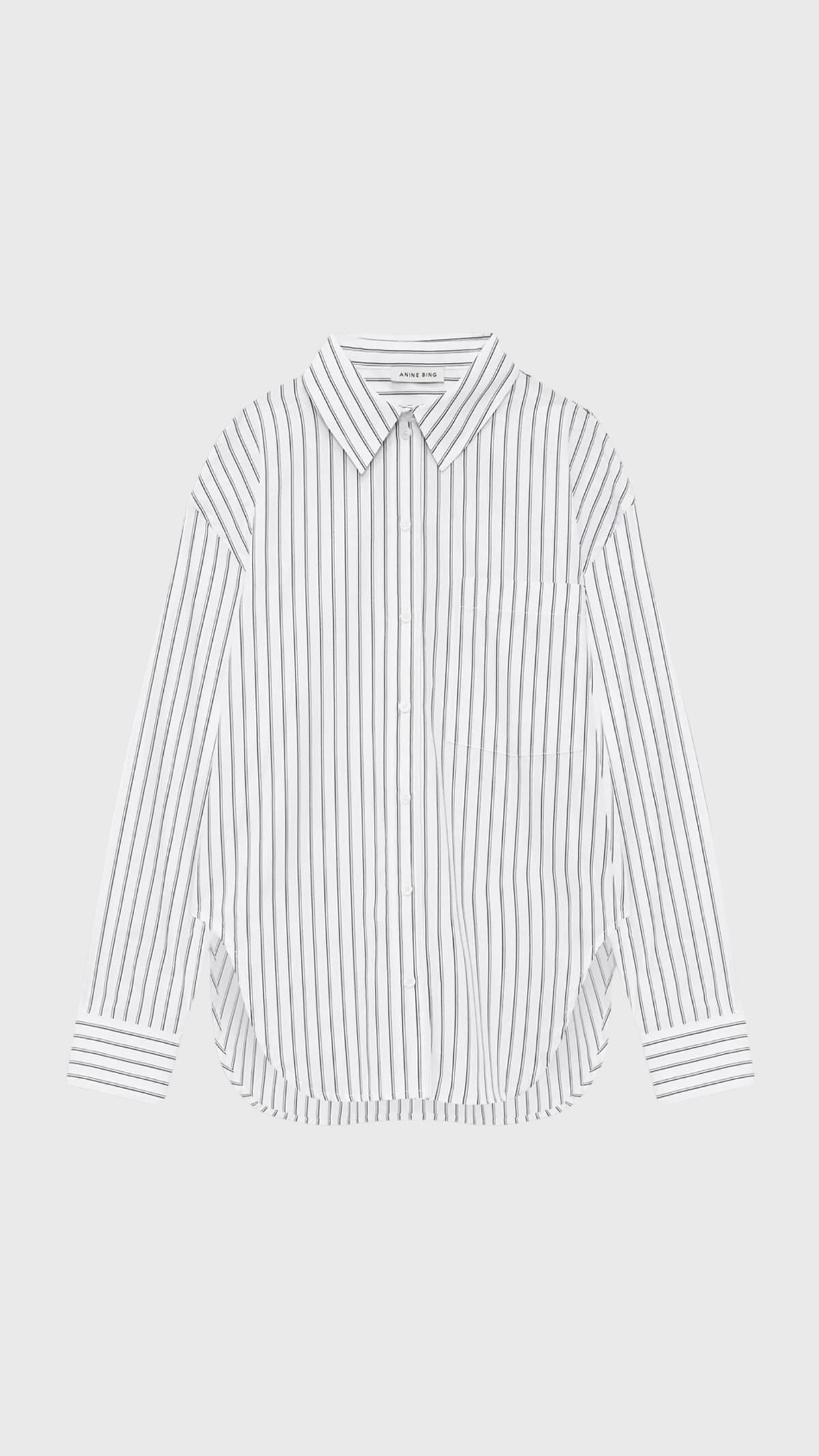 Anine Bing Scott Shirt in White and Black Stripe