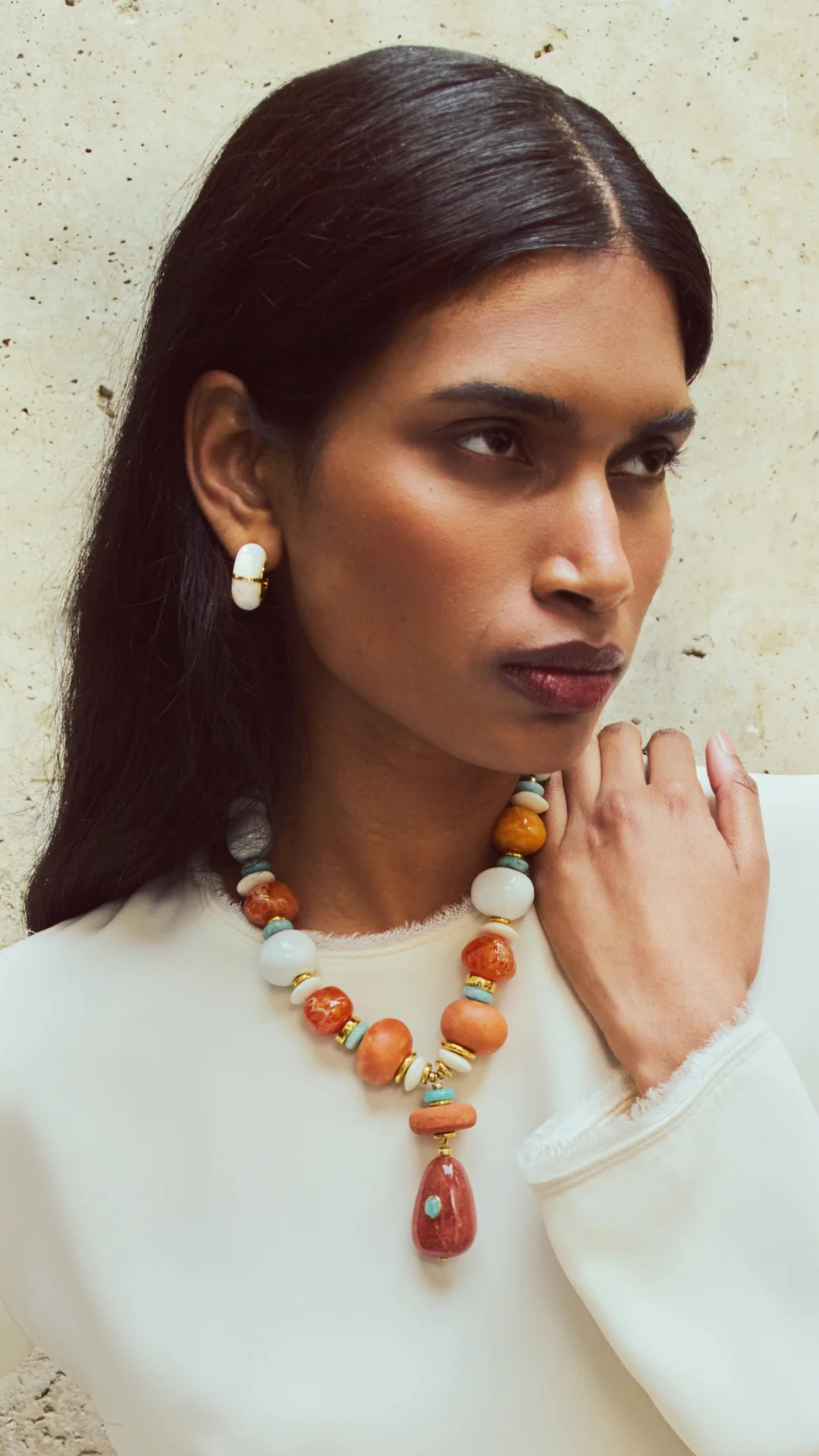 Lizzie Fortunato Zellige Hoops in Mother of Pearl