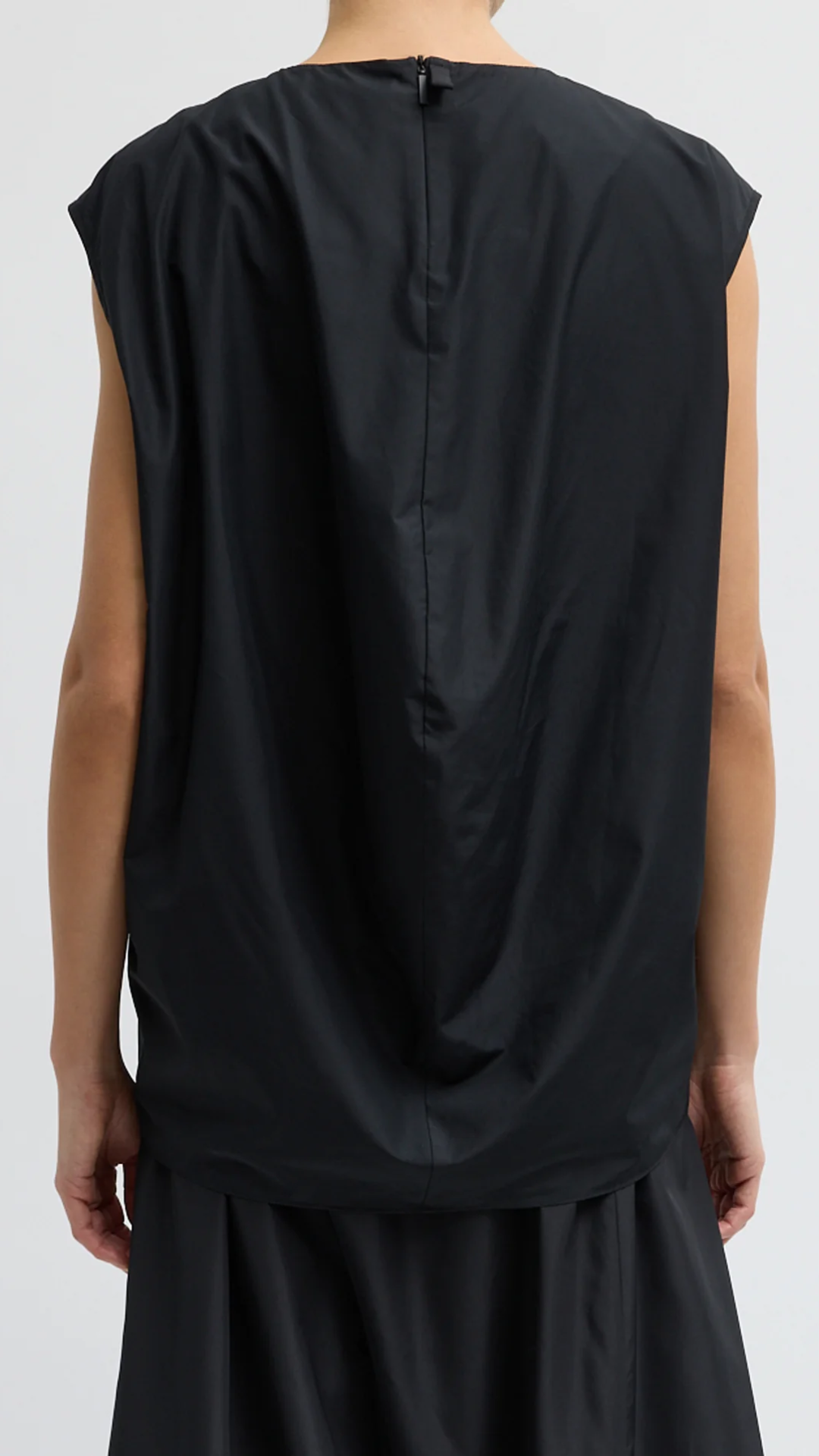 Tibi Summer Sleeveless Cocoon Top in Black