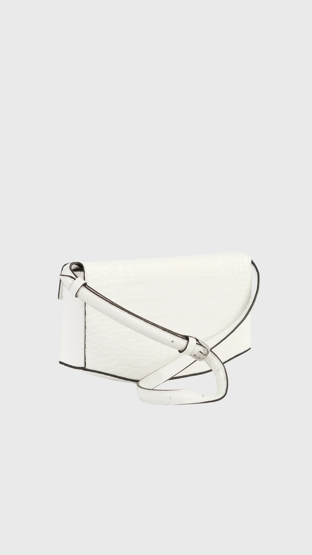Toteme Clip Croco Embossed Shoulder Bag in Off White
