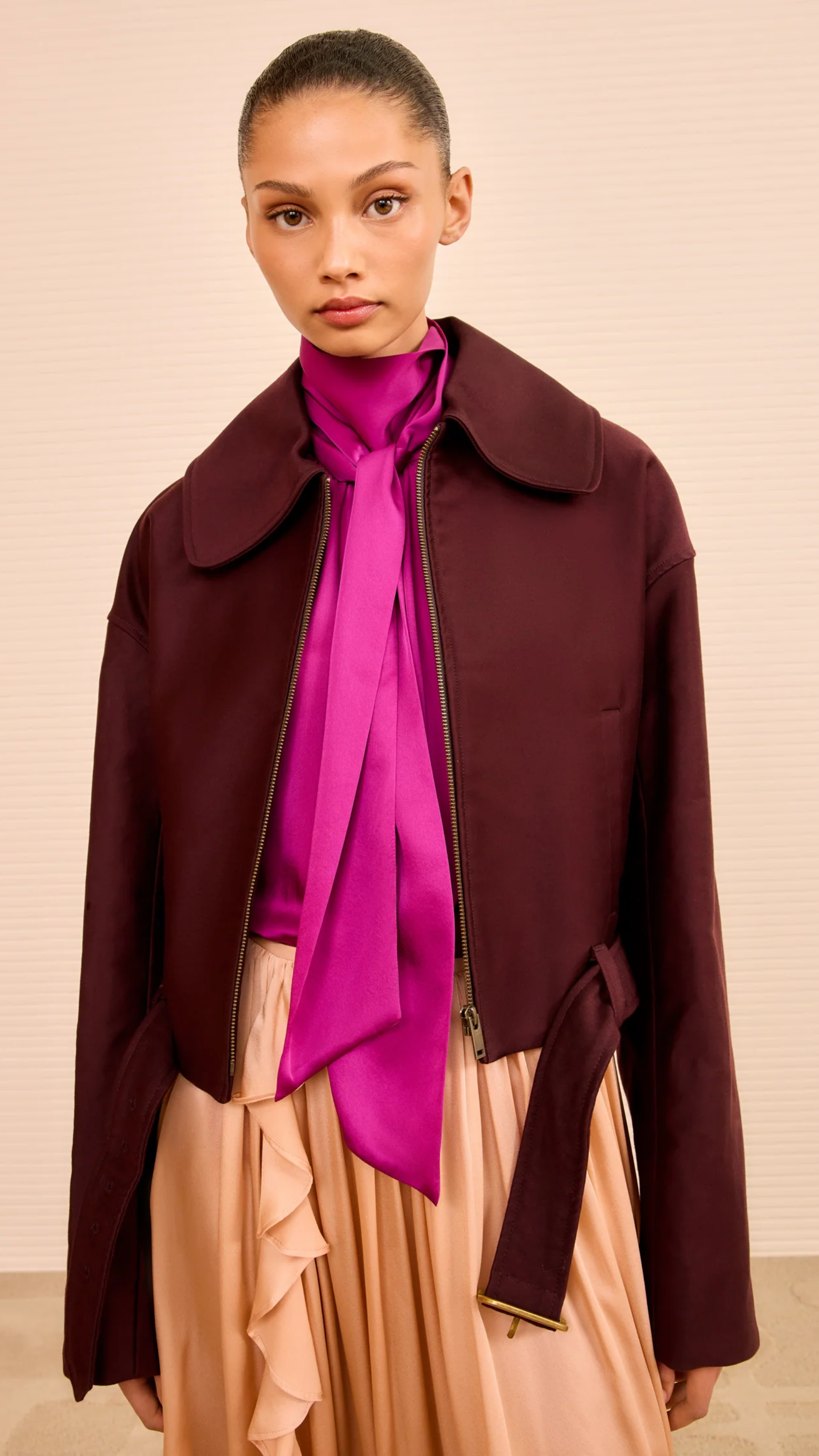 Ulla Johnson Signal Cropped Belted Jacket in Claret