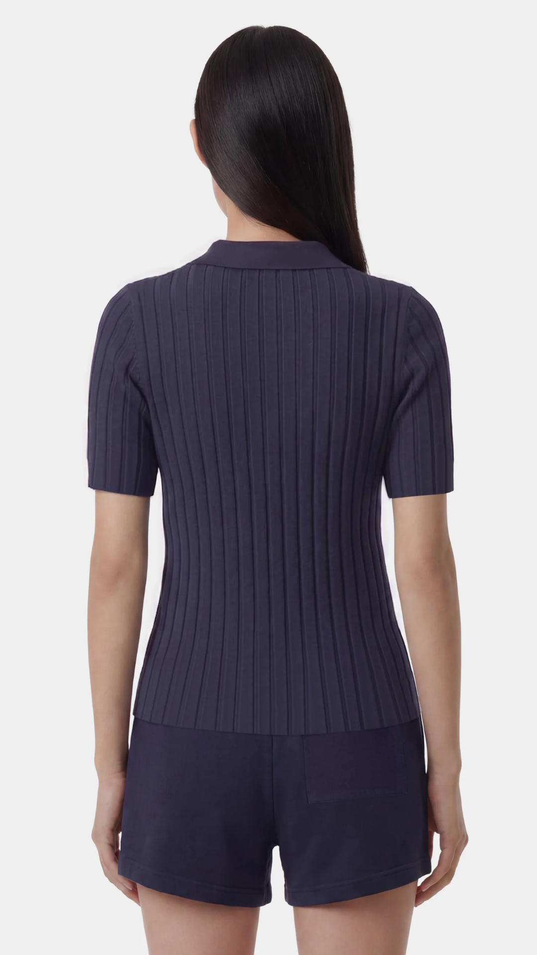 Sporty & Rich SRC Ribbed Polo in Dark Navy/White