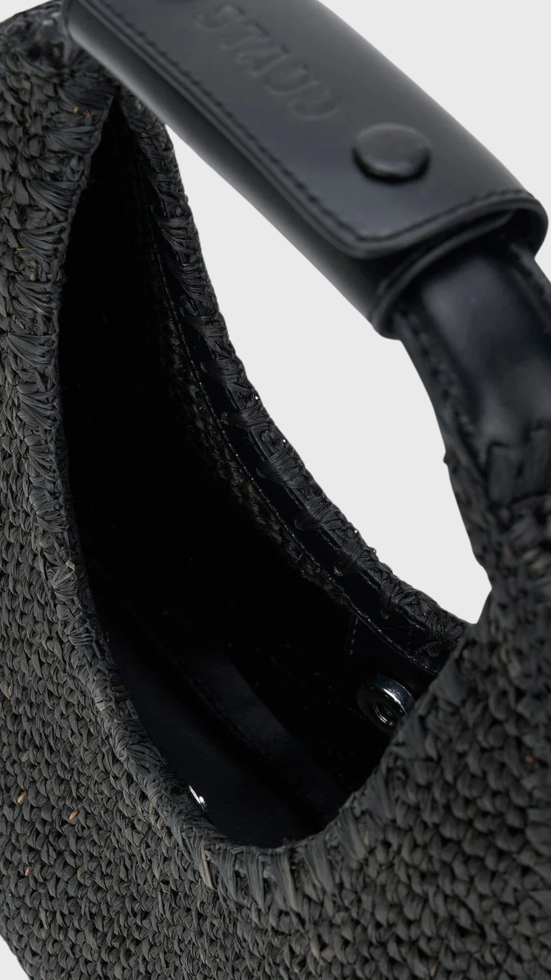 Staud Moon Raffia Bag in Black